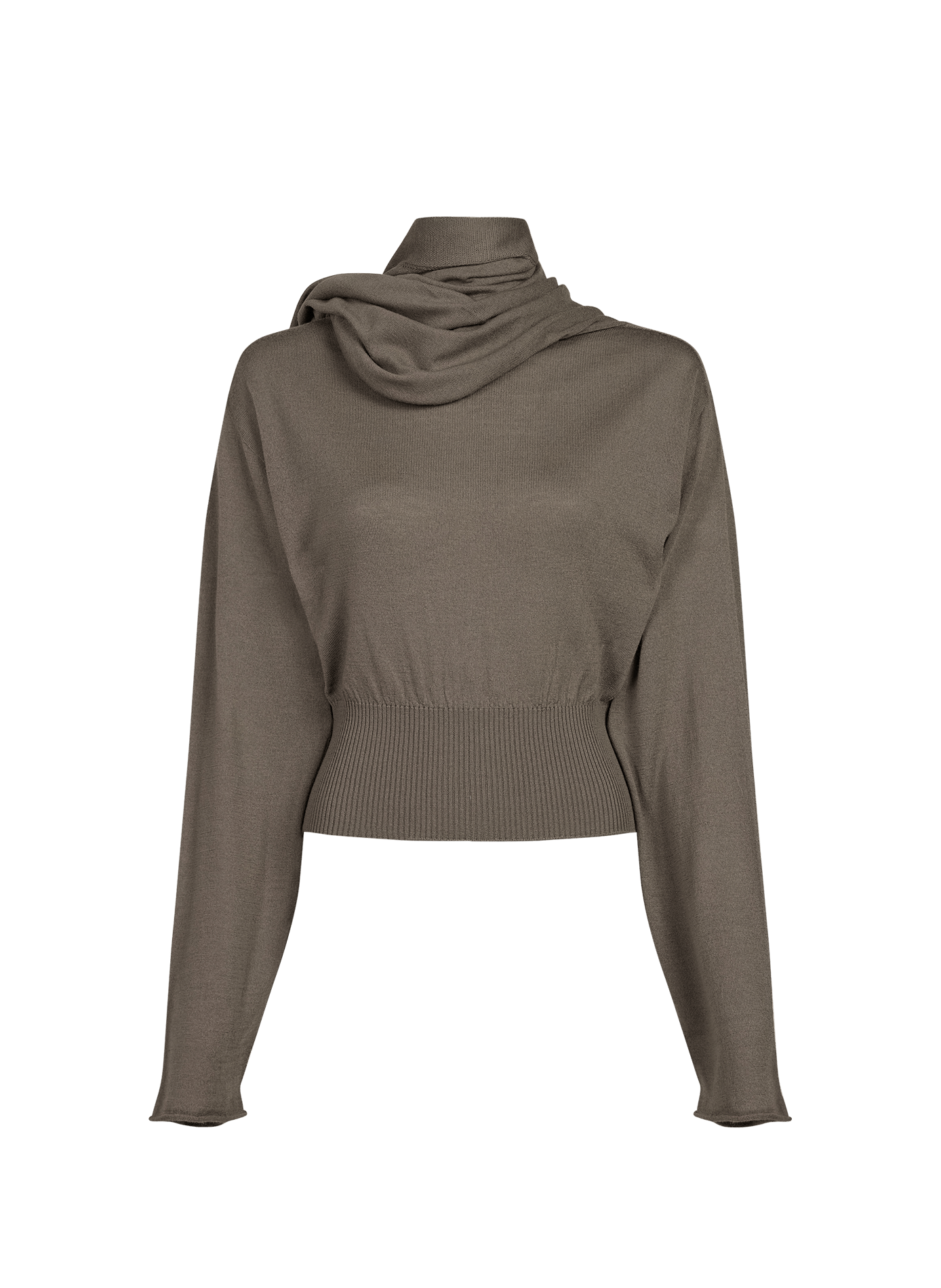 Gerade geschnittener Wollpullover mit Stehkragen RICK OWENS Braun