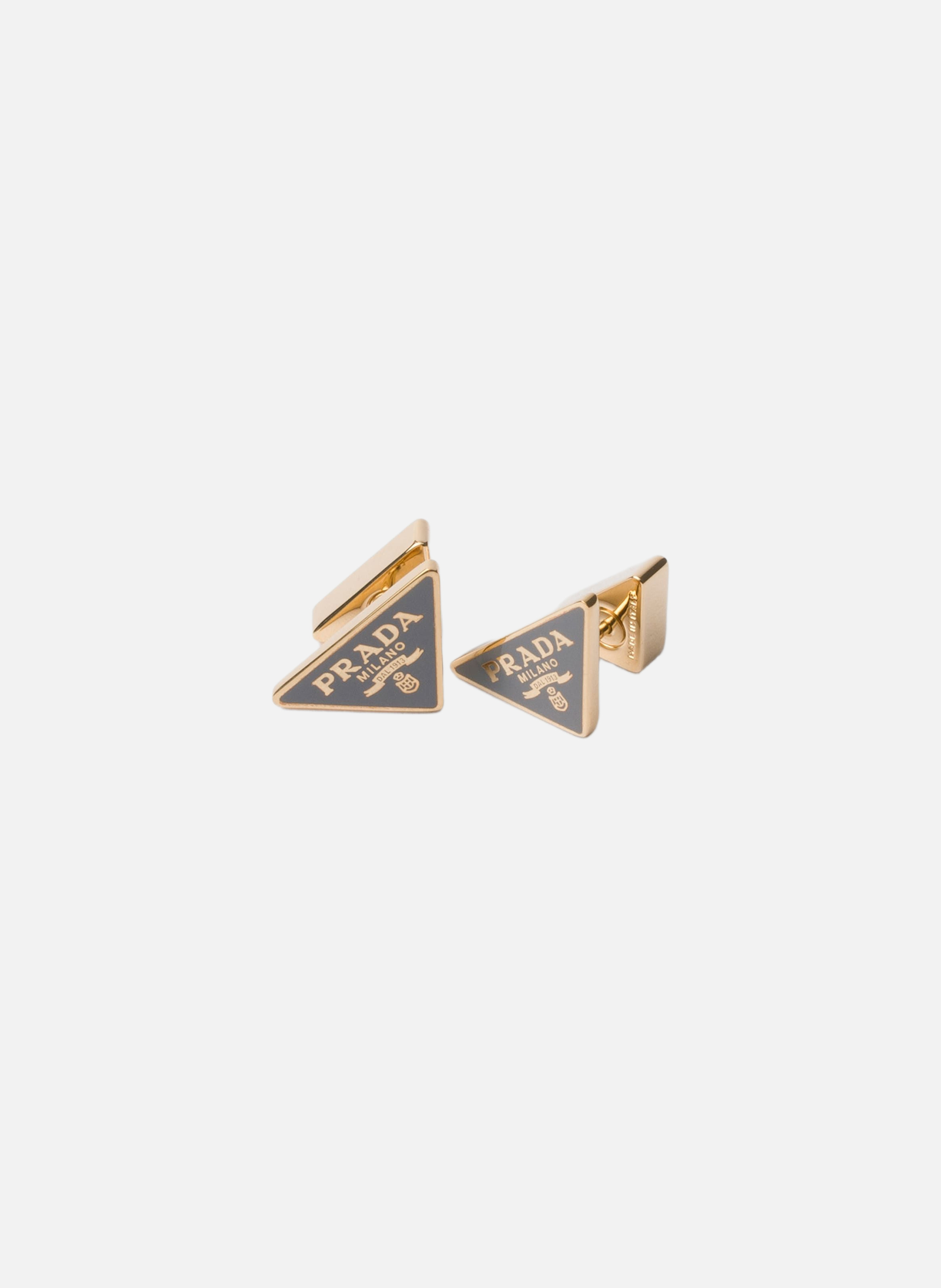 Boucles d'oreilles en métal émaillé PRADA Argent