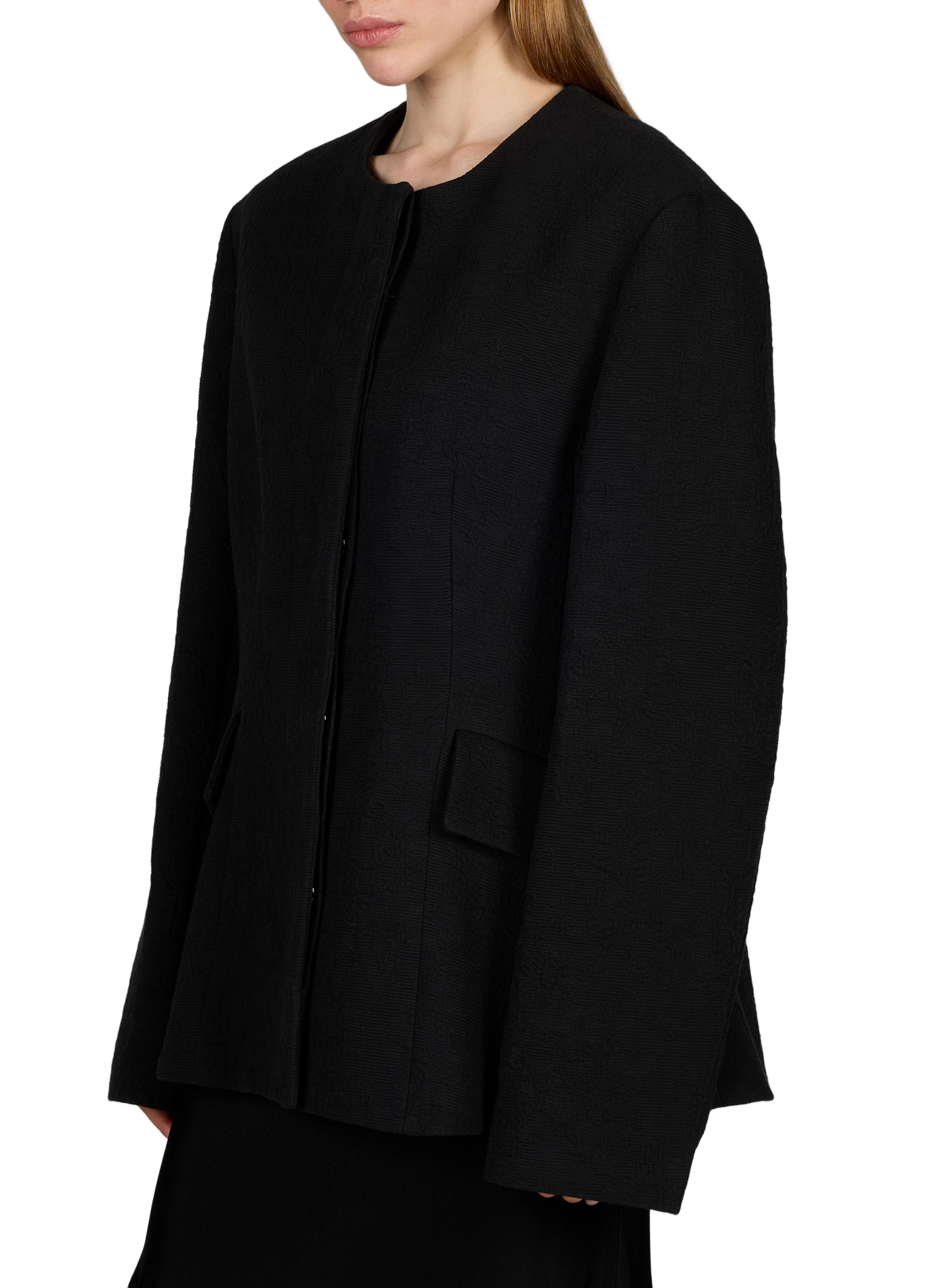 Manteau droit évasé uni en coton TOTEME Noir