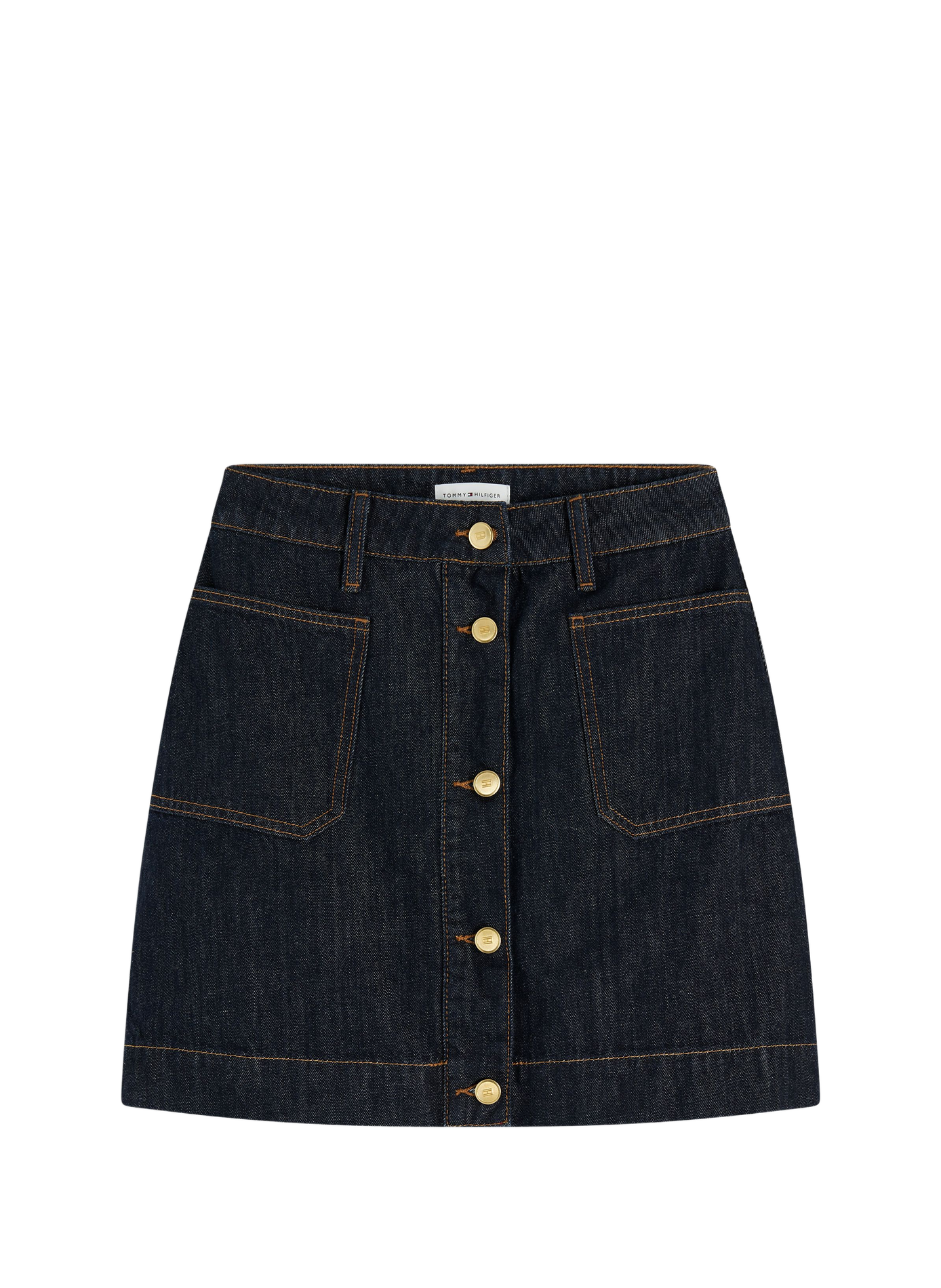 Mini jupe en jeans en coton TOMMY HILFIGER Bleu