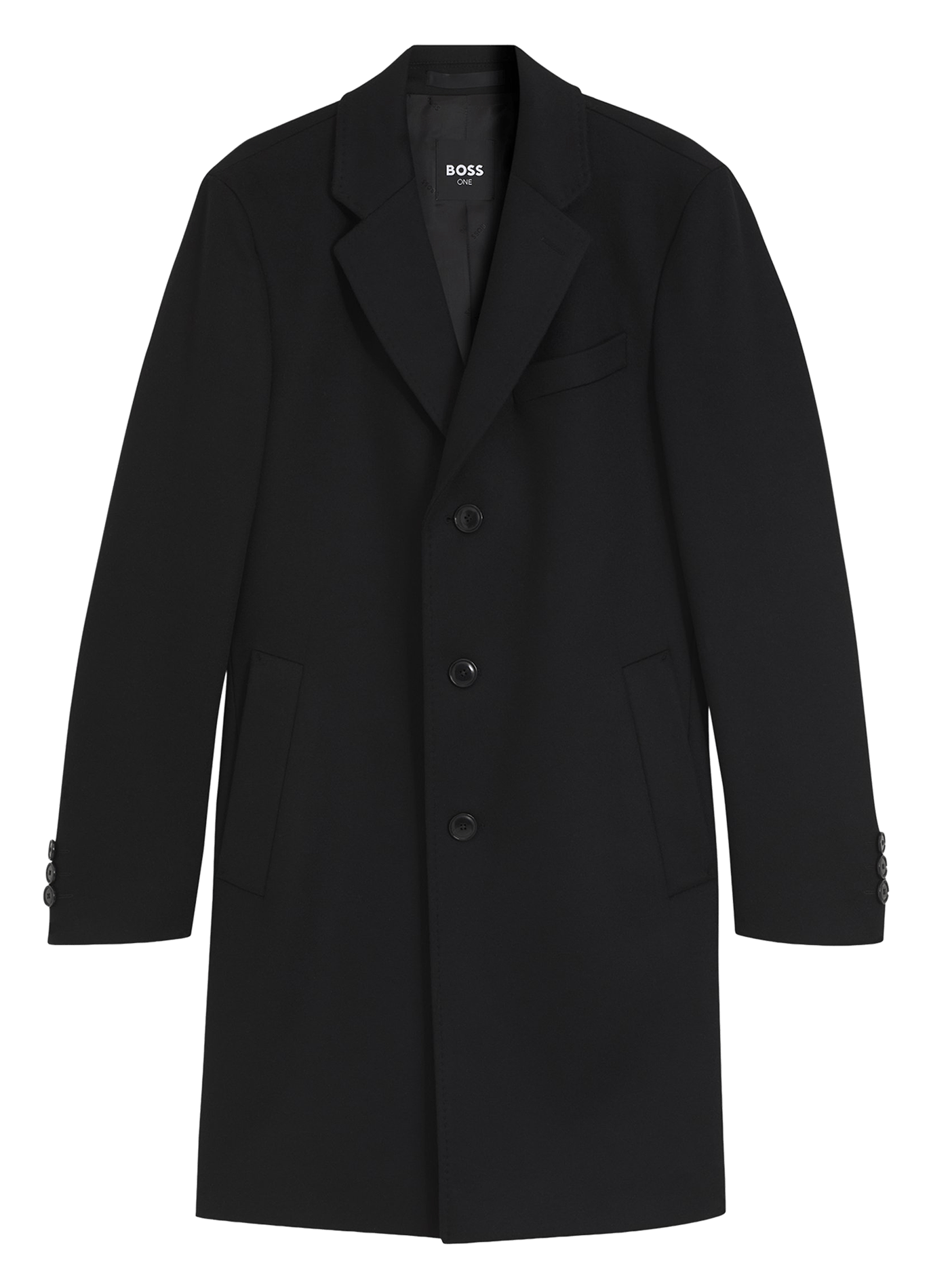 Mantau droit col tailleur en laine recyclée mélangée BOSS Noir