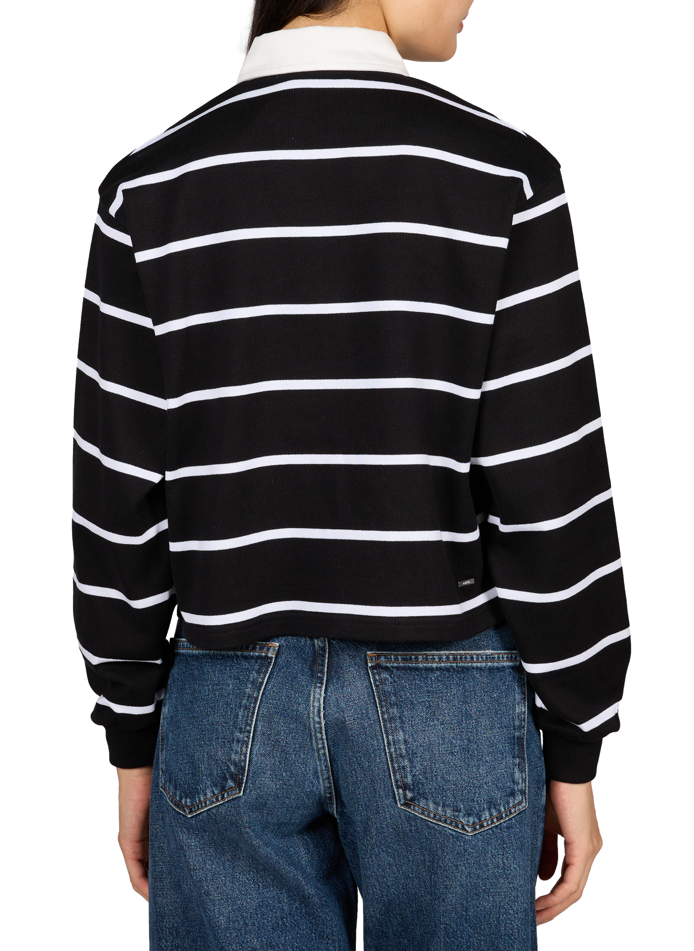 Short-sleeved cotton striped polo AMIRI Black