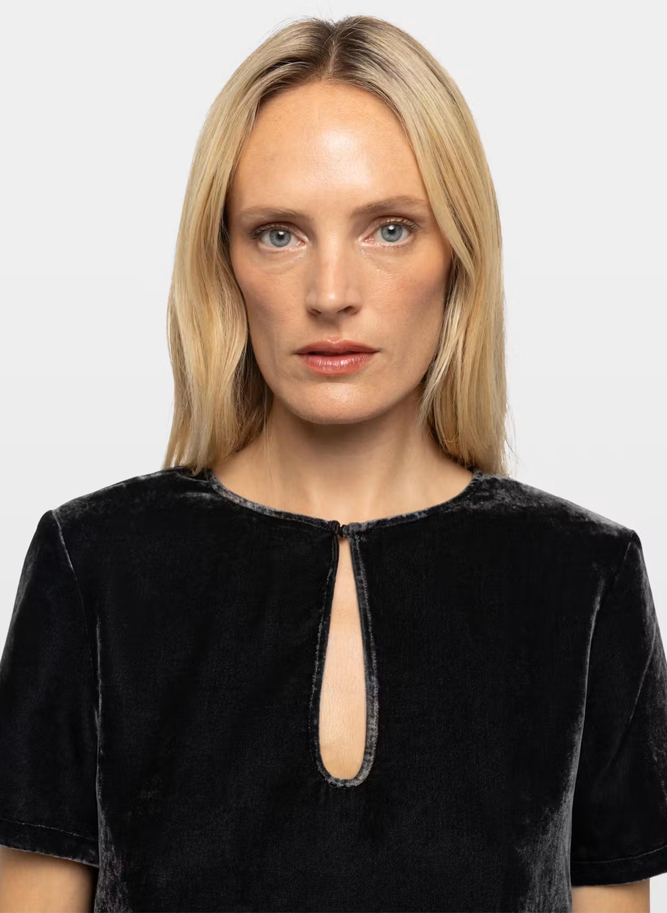 Rechte top met ronde hals in fluweel Tchai. ZADIG&VOLTAIRE Grijs