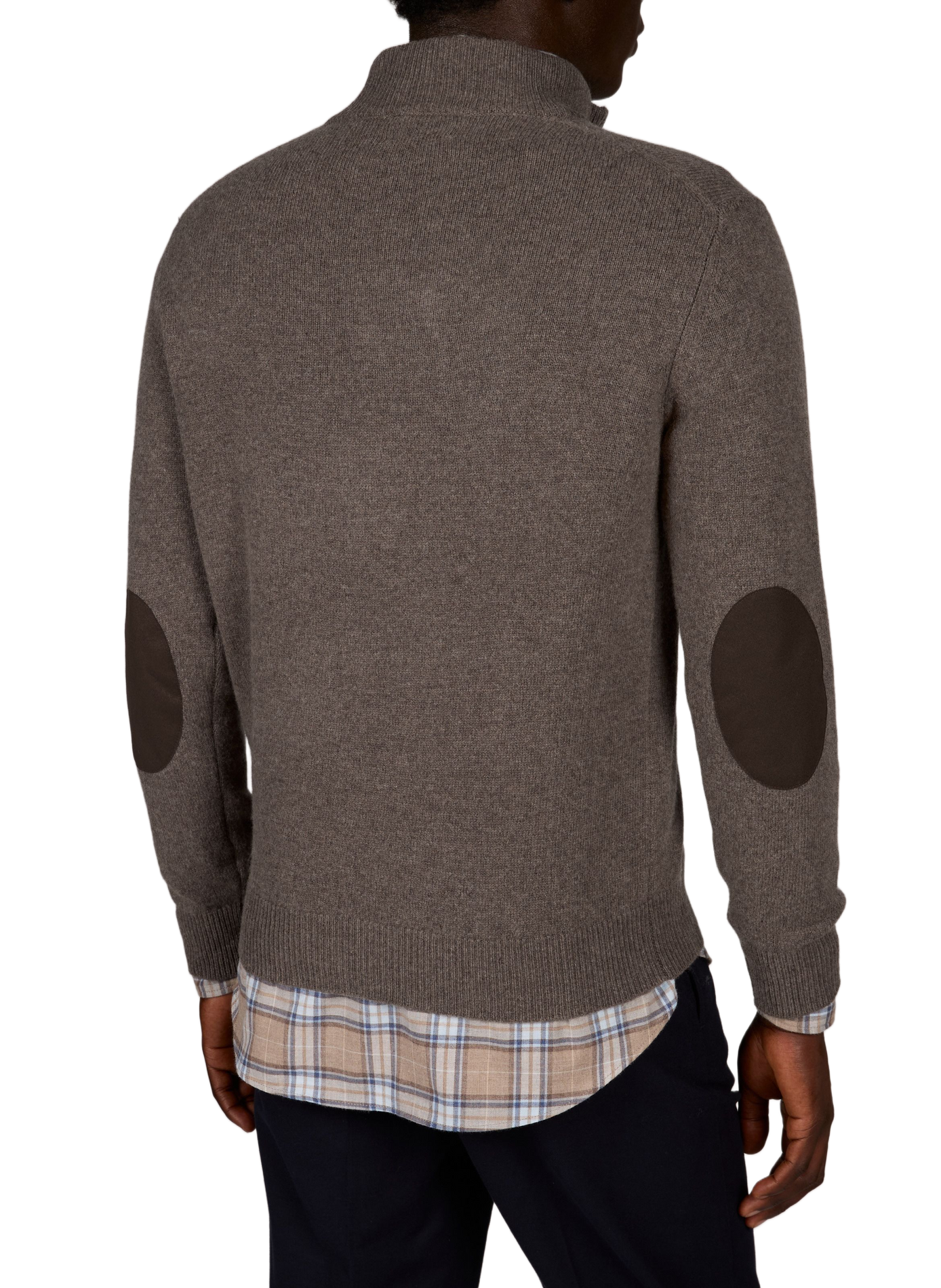 Straight-fit zip-up high-neck wool jumper HACKETT Beige