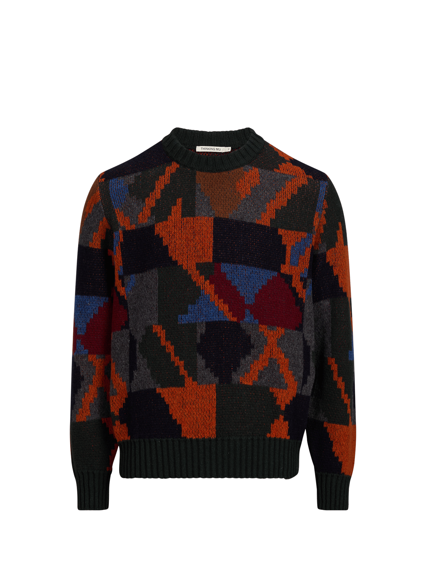 Printed crew-neck wool sweater THINKING MU Multicolour
