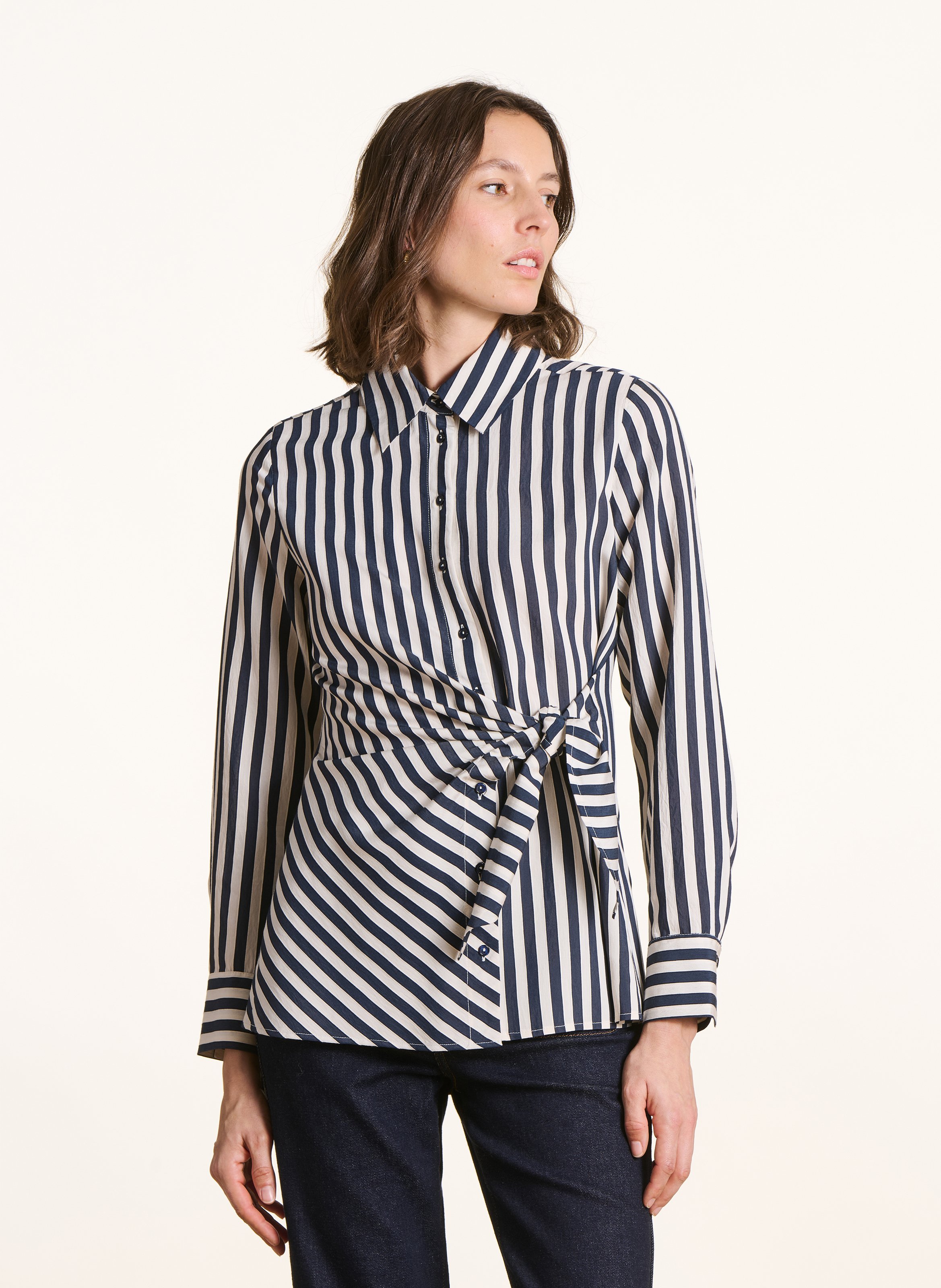 Gestreept overhemd met klassieke kraag LA FEE MARABOUTEE Blauw