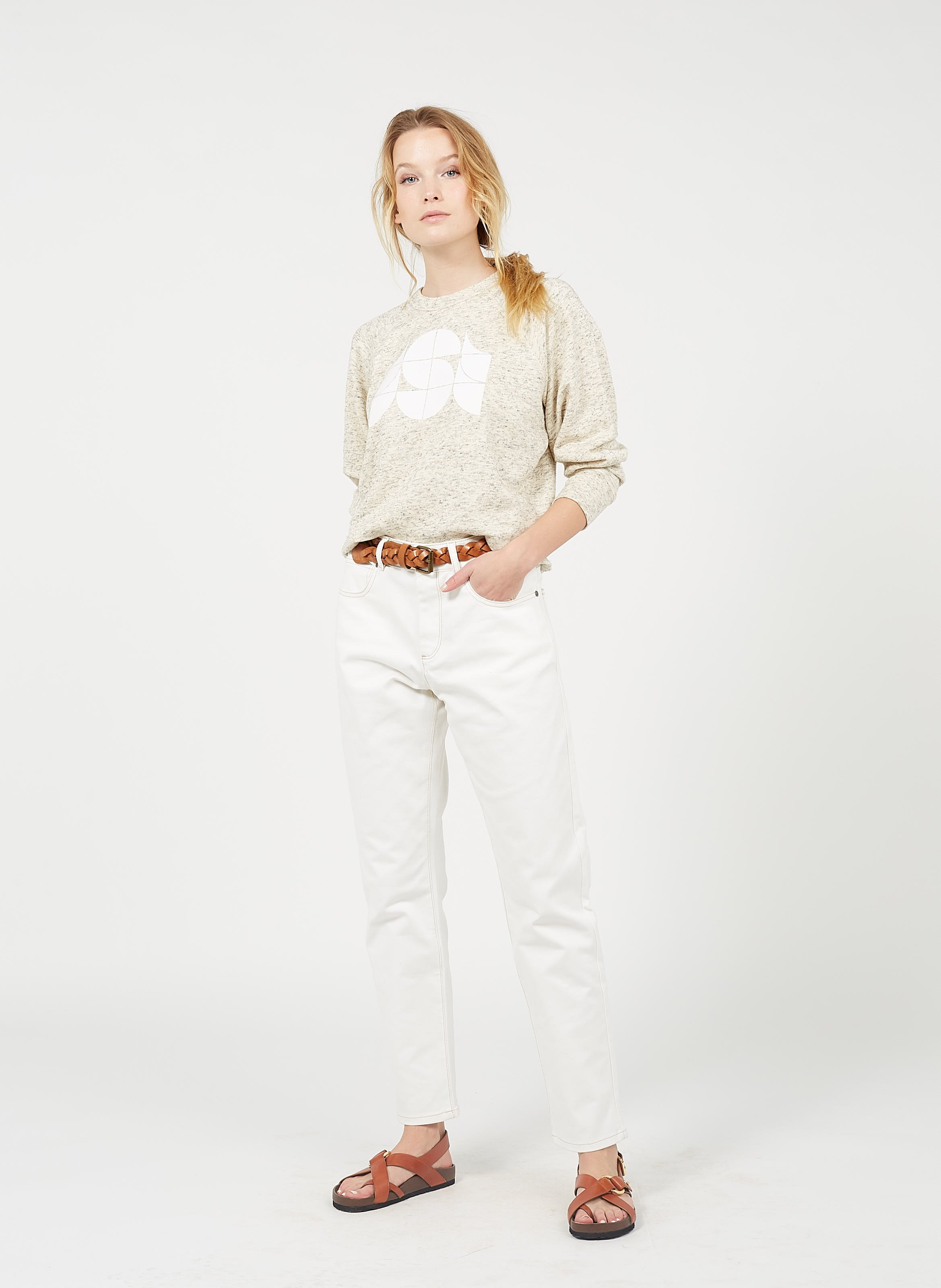 Sandales plates en cuir mexico SOEUR Marron