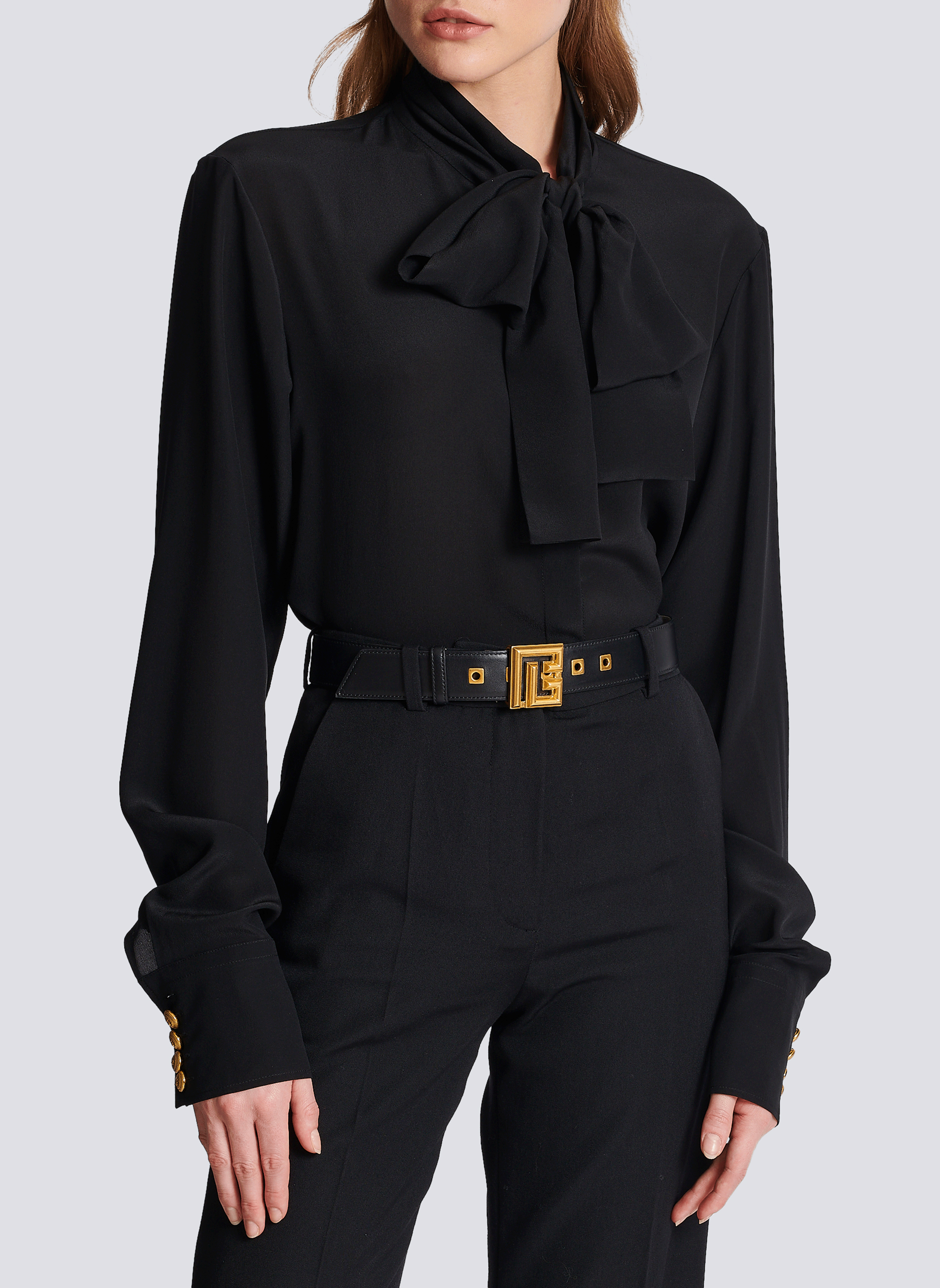 Ceinture p-belt en cuir BALMAIN Noir