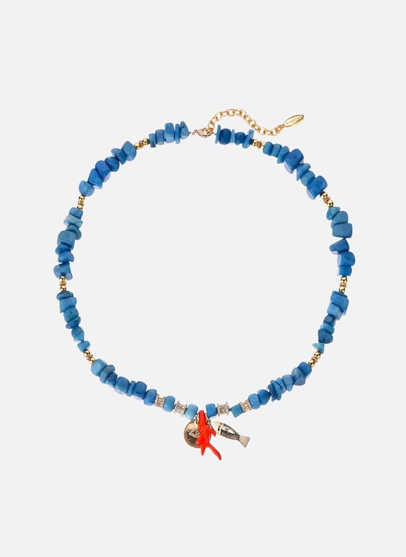 Collier avec perles avec trio de pendentifs claude Bleu by HIPANEMA HIPANEMA Collier avec perles avec trio de pendentifs claude Bleu