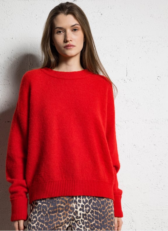 Pull ample col rond en laine mélangée vitow Rouge by AMERICAN VINTAGE AMERICAN VINTAGE Pull ample col rond en laine mélangée vitow Rouge