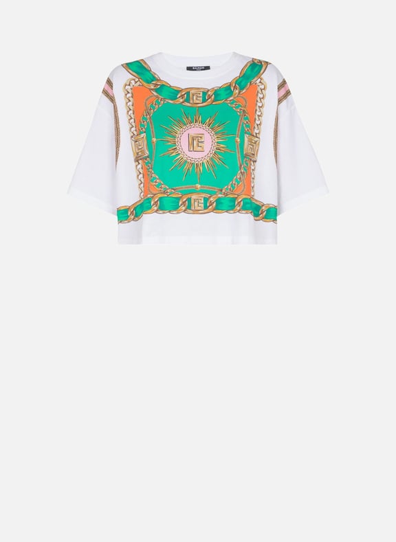 T-shirt court imprimé balmain foulard Multicolore by BALMAIN BALMAIN T-shirt court imprimé balmain foulard Multicolore