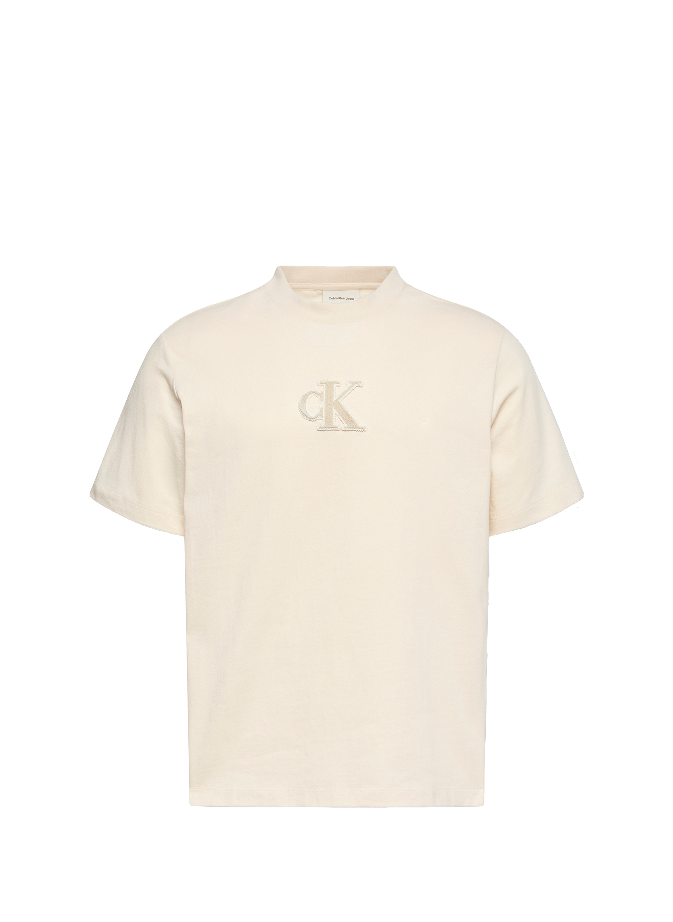 CALVIN KLEIN Plain Cotton T-shirt Beige