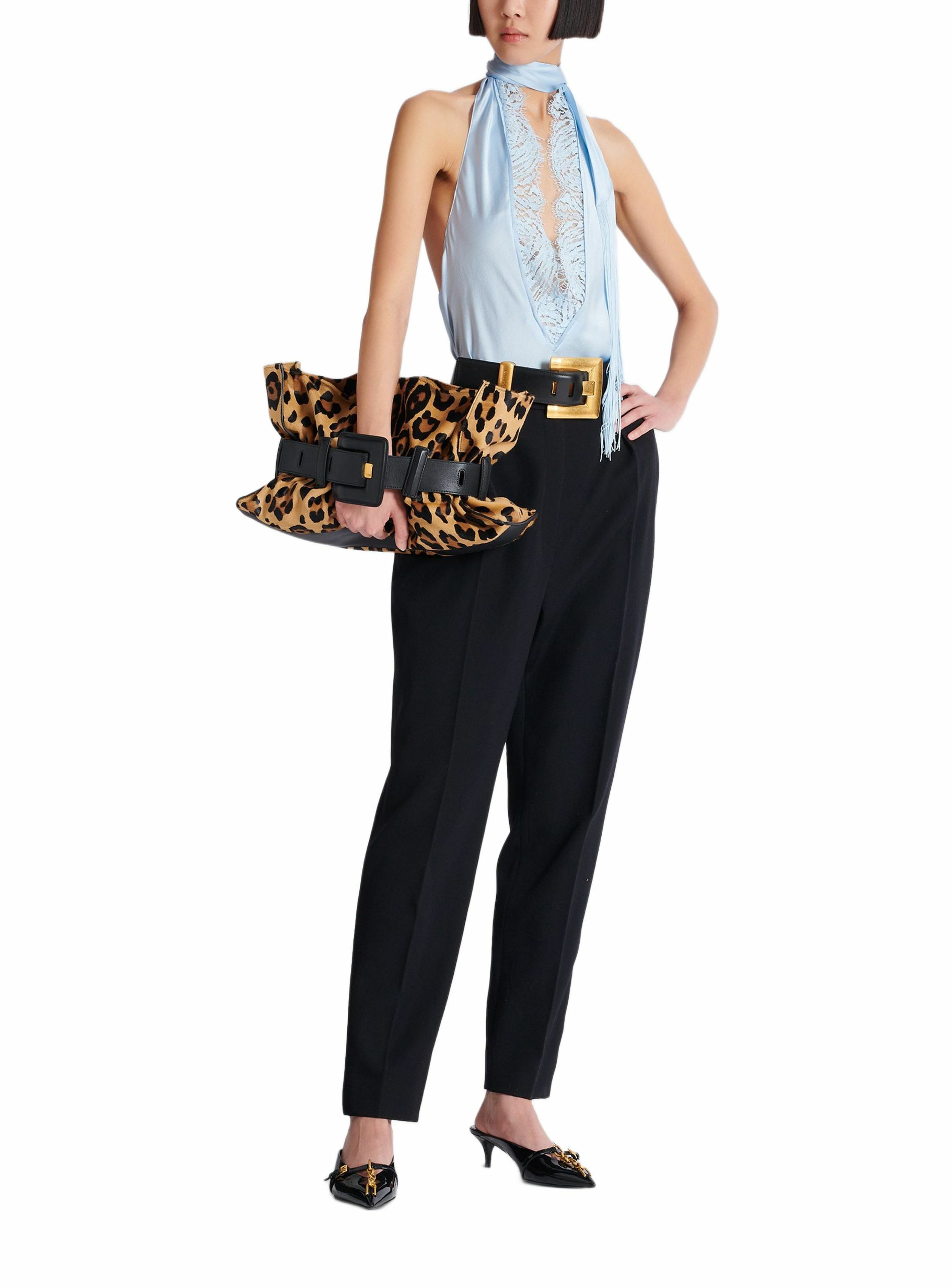 Sac anthem medium façon pony léopard BALMAIN Marron