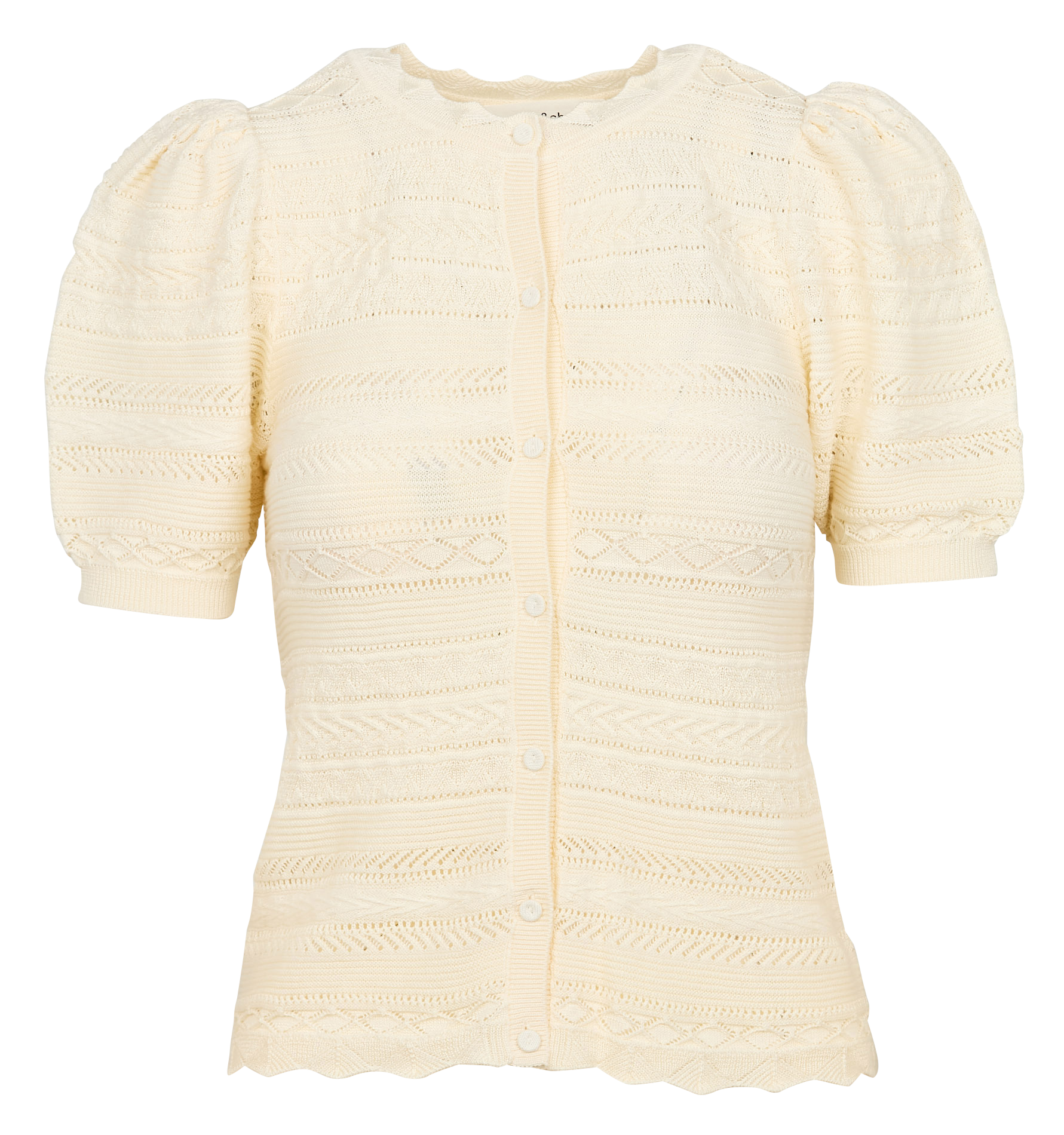 Gilet manches courtes ajouré en coton mélangé vinat BA&SH Beige