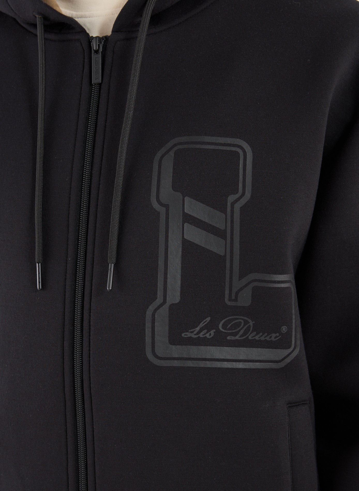 Sweat ample à capuche sérigraphié LES DEUX Noir