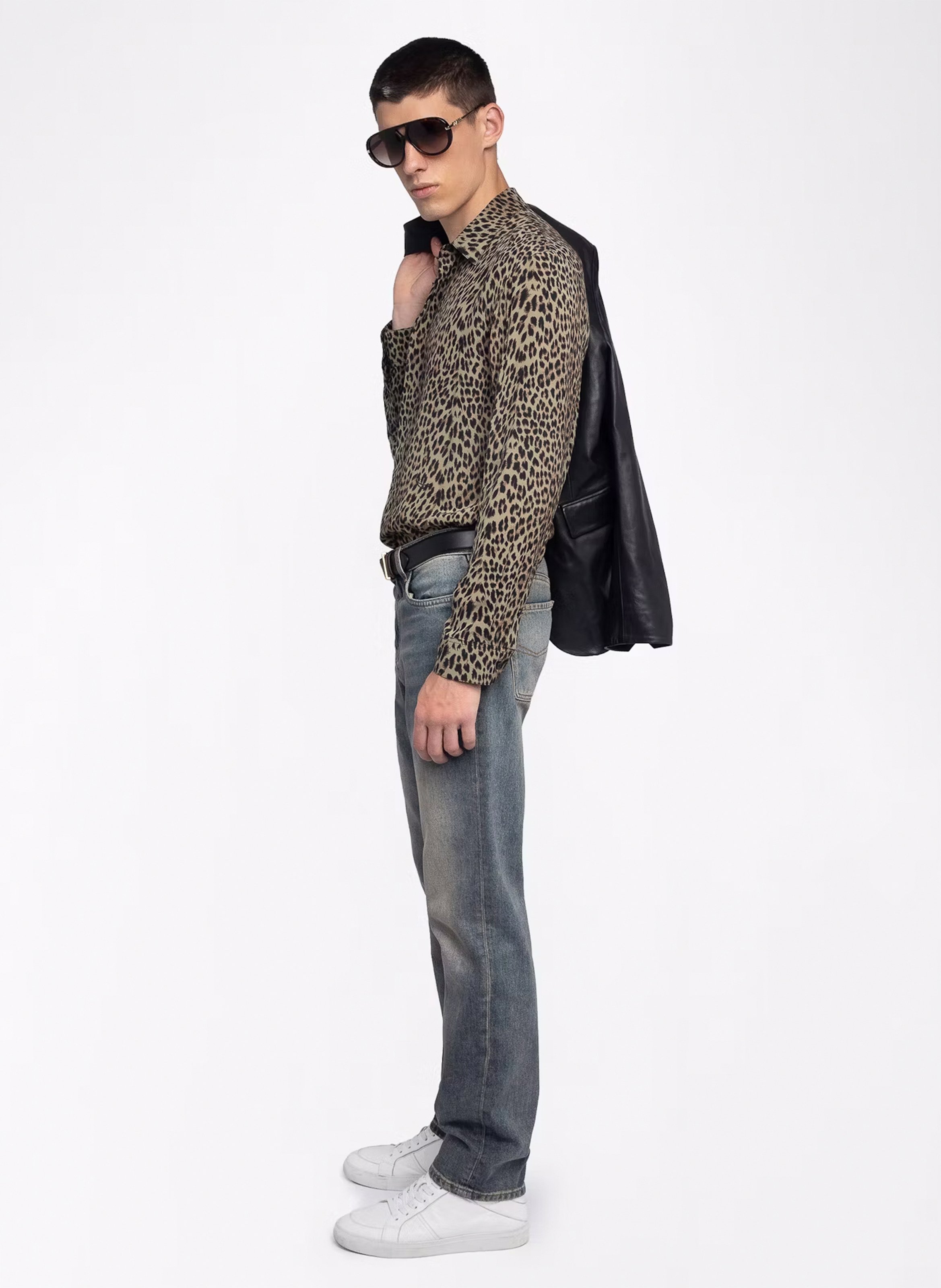 Chemise droite boutonnée à motif léopard tyric ZADIG&VOLTAIRE Vert