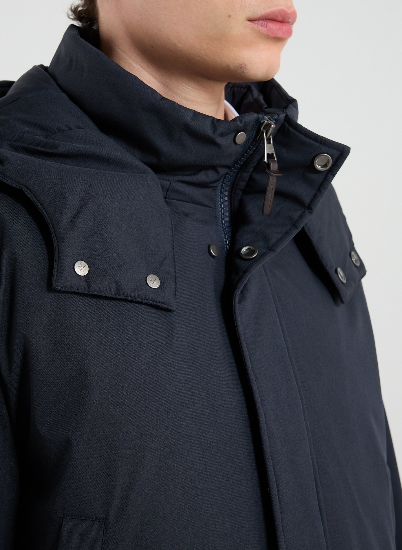 Mid-length cotton parka HACKETT Blue