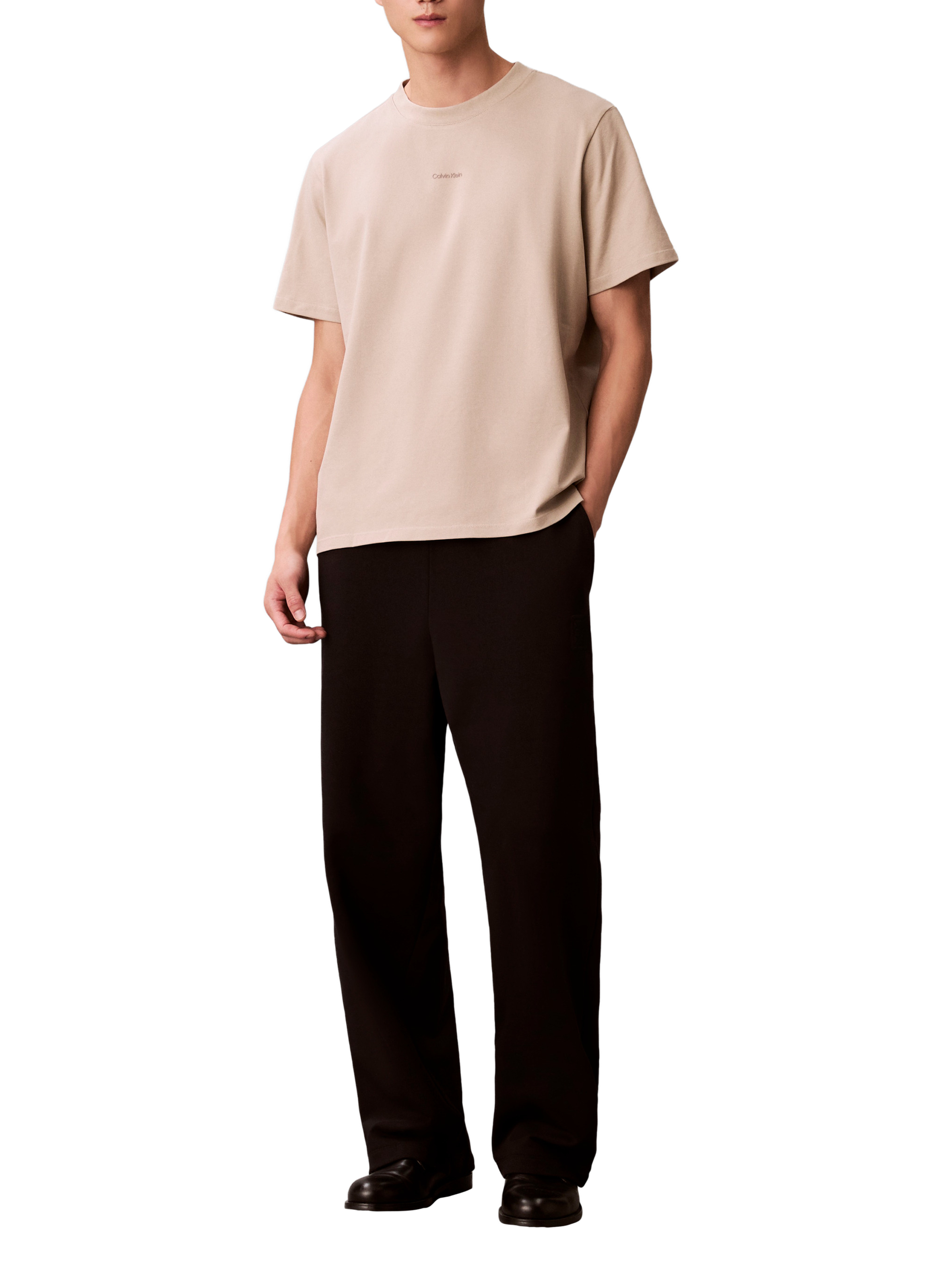 T-shirt à col rond en coton mélangé CALVIN KLEIN Vert