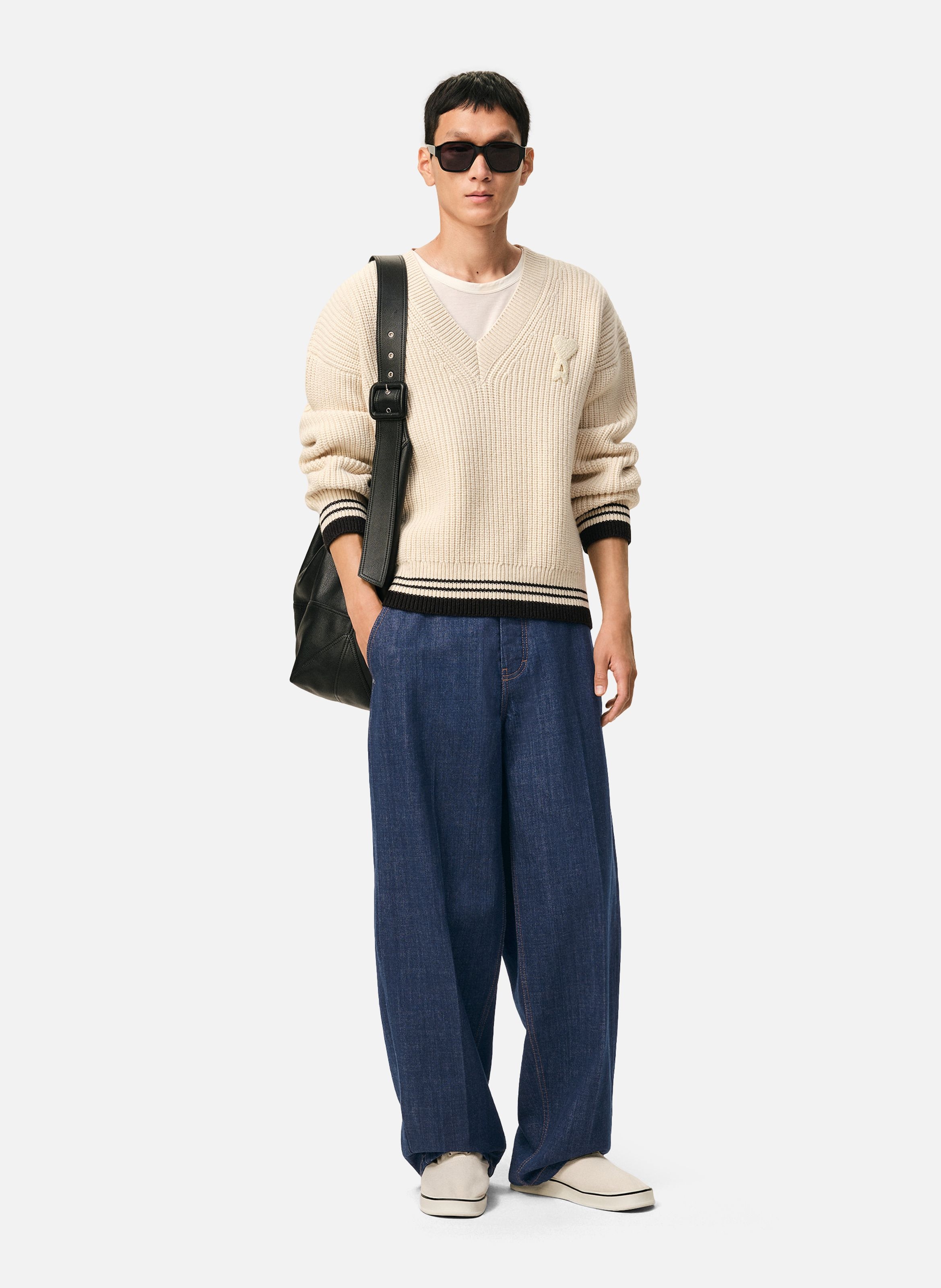 Jean coupe ballon en coton AMI PARIS Bleu