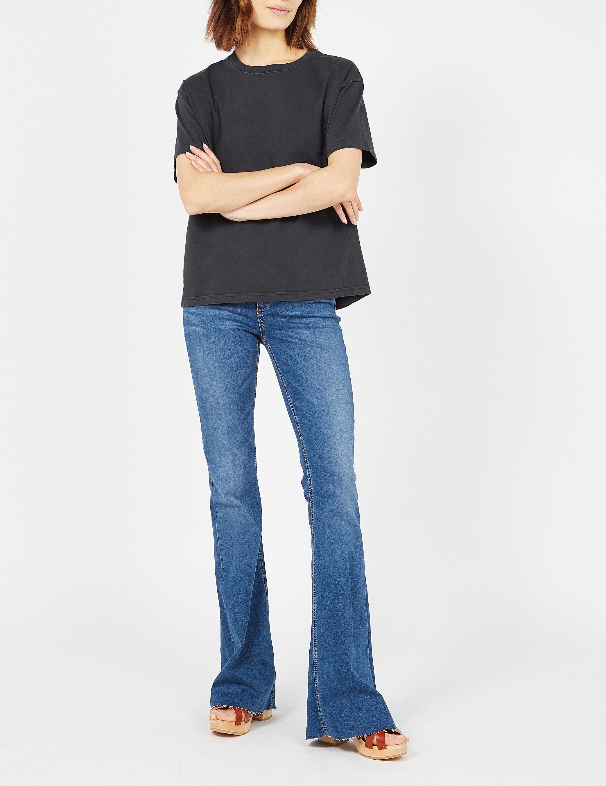 Tee-shirt ample col rond en coton fizvalley AMERICAN VINTAGE Noir