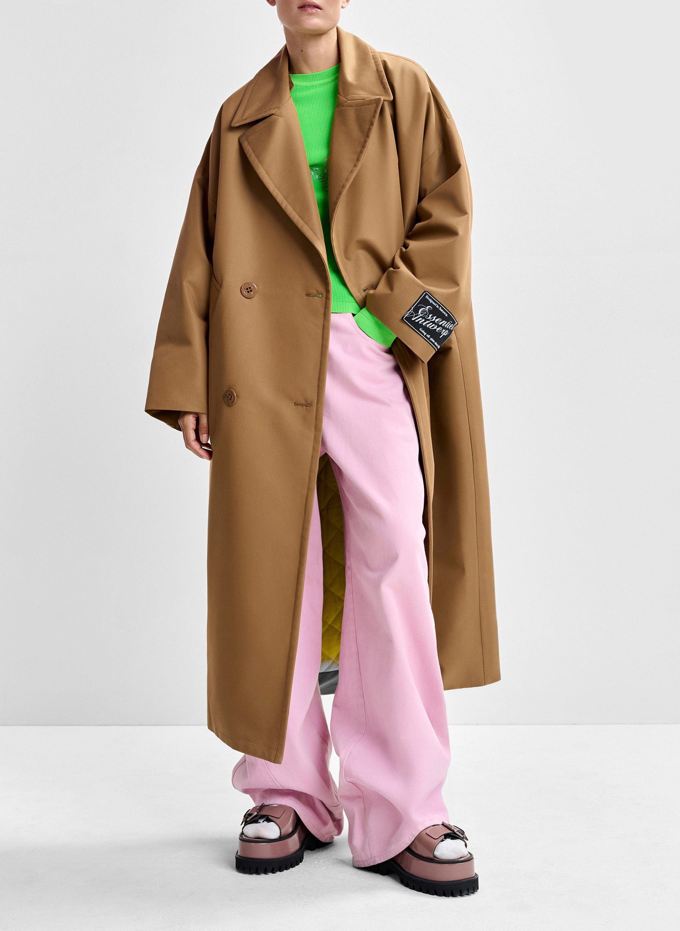 Trench col tailleur en coton mélangé josje ESSENTIEL ANTWERP Marron