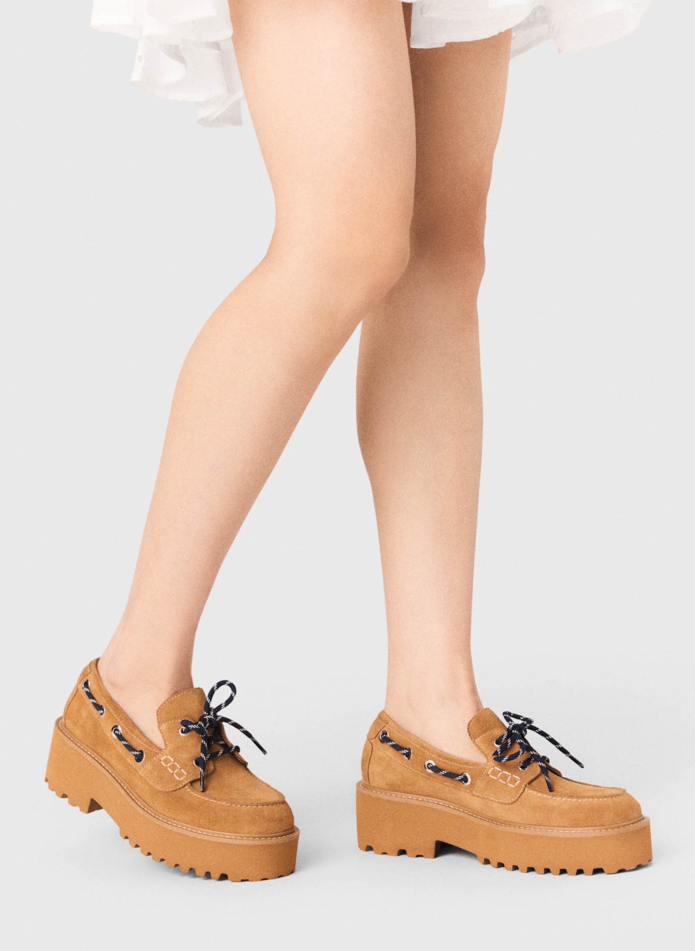 Mocassins en cuir velours MAJE Marron