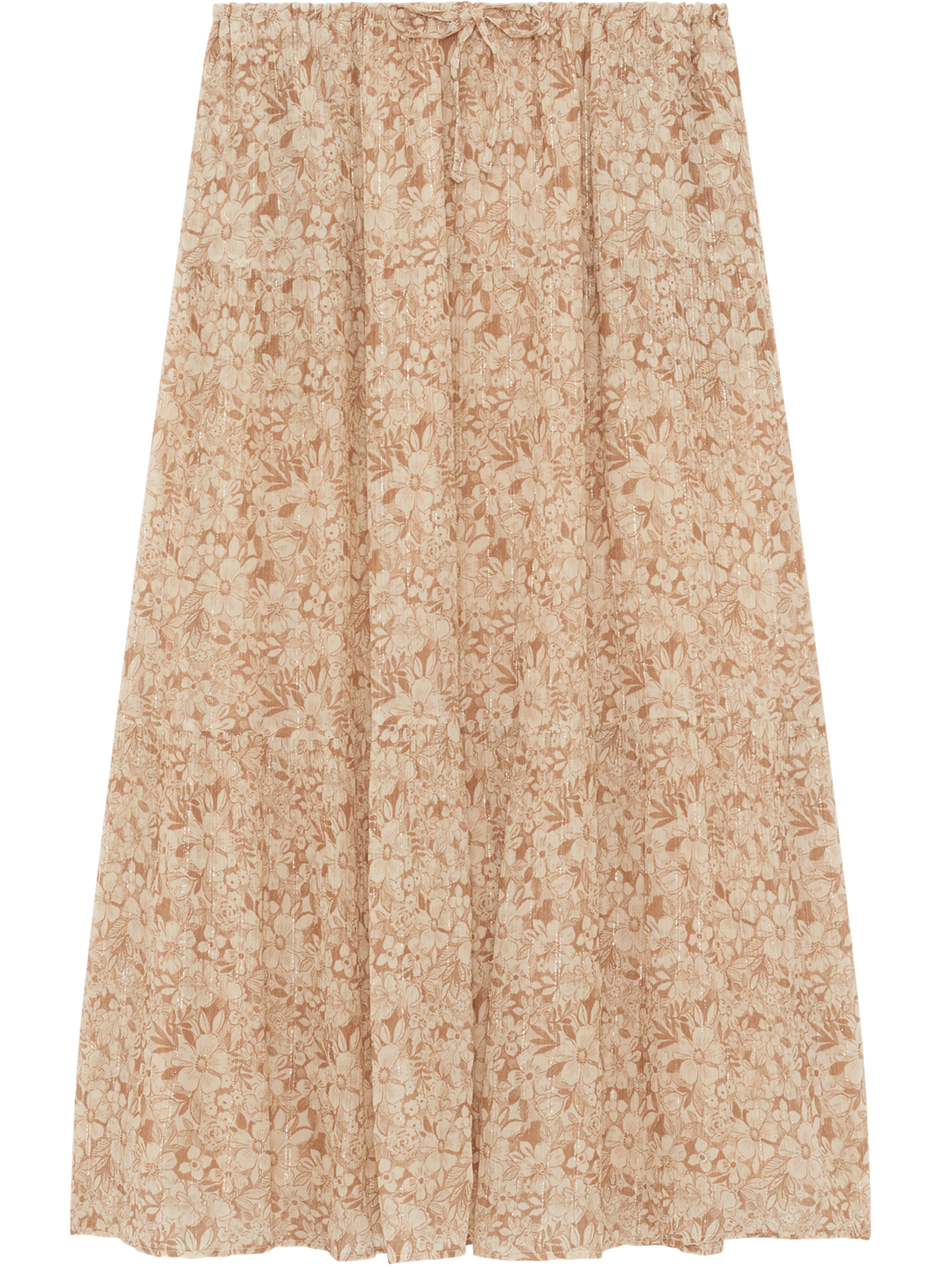 Jupe midi à fleurs et lurex - nahlae PABLO Beige