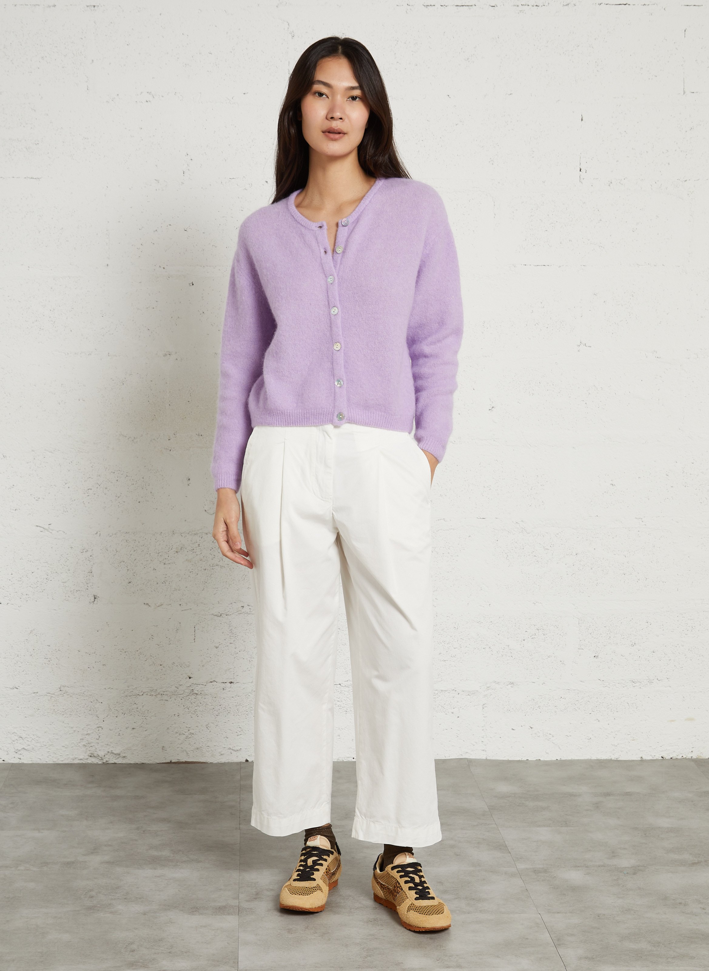 Gilet ample col rond en laine mélangée vitow Violet