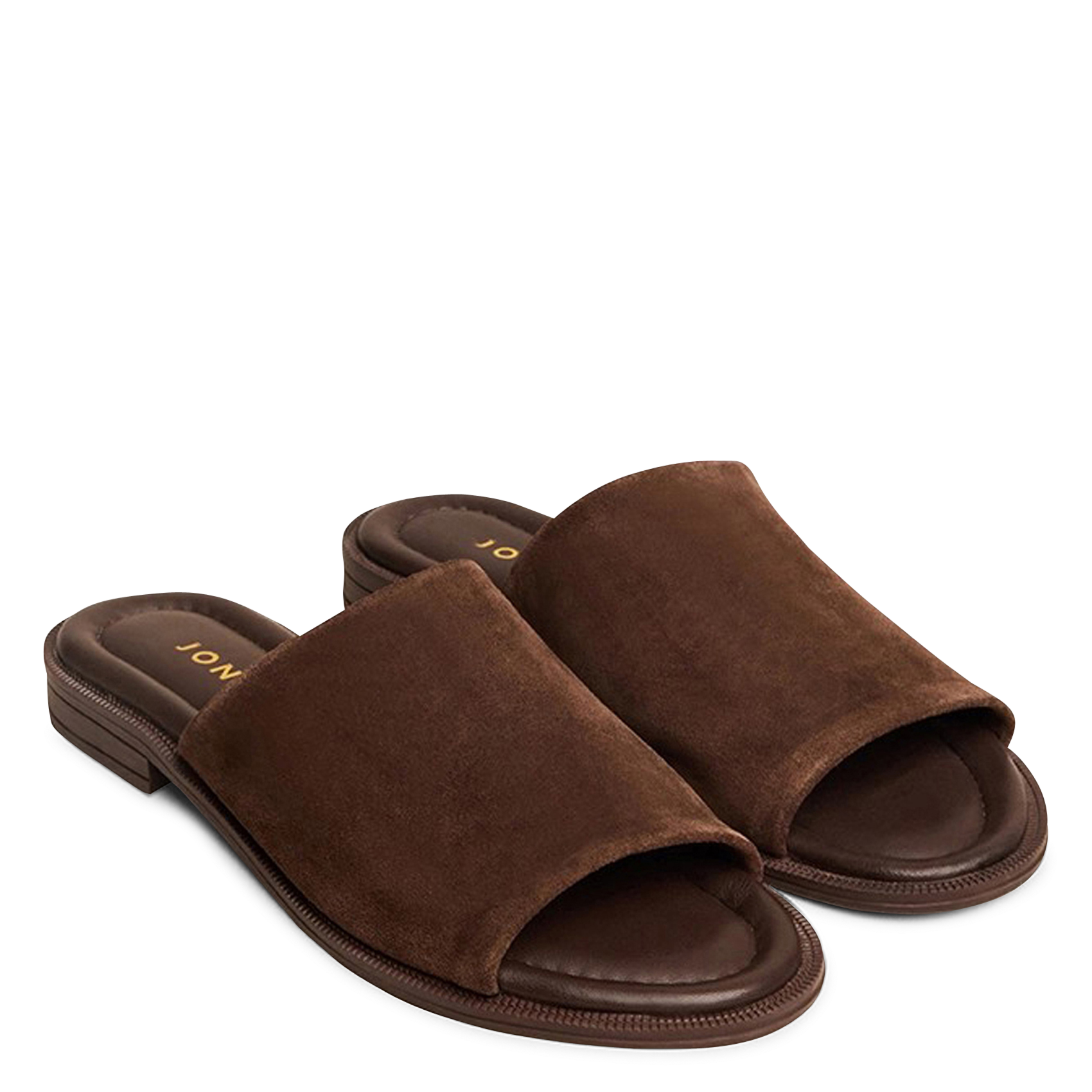 Mules plates en cuir velours janet JONAK Marron