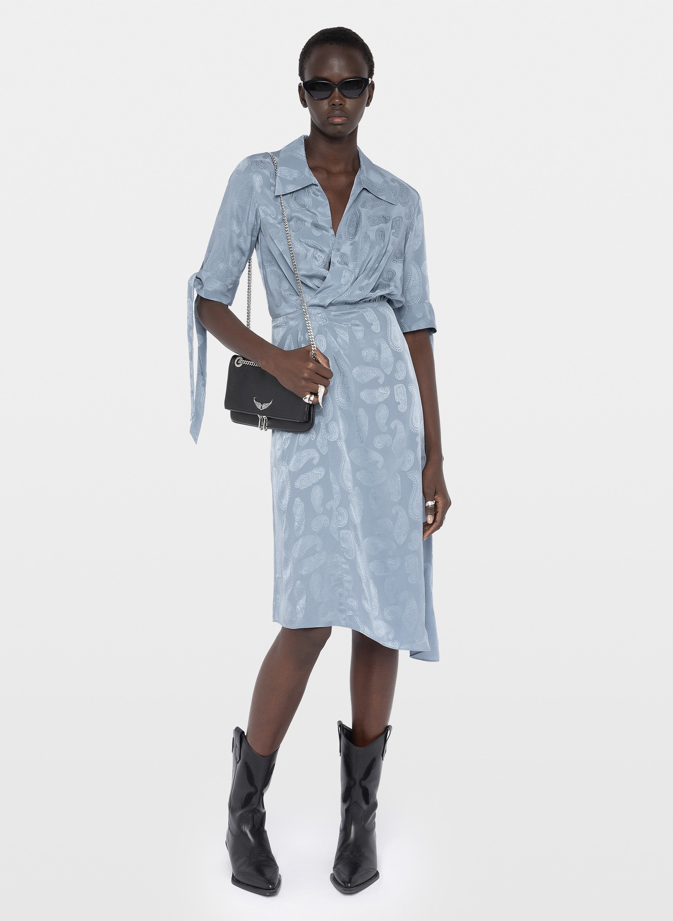 Robe longue en soie imprimée rhani ZADIG&VOLTAIRE Bleu