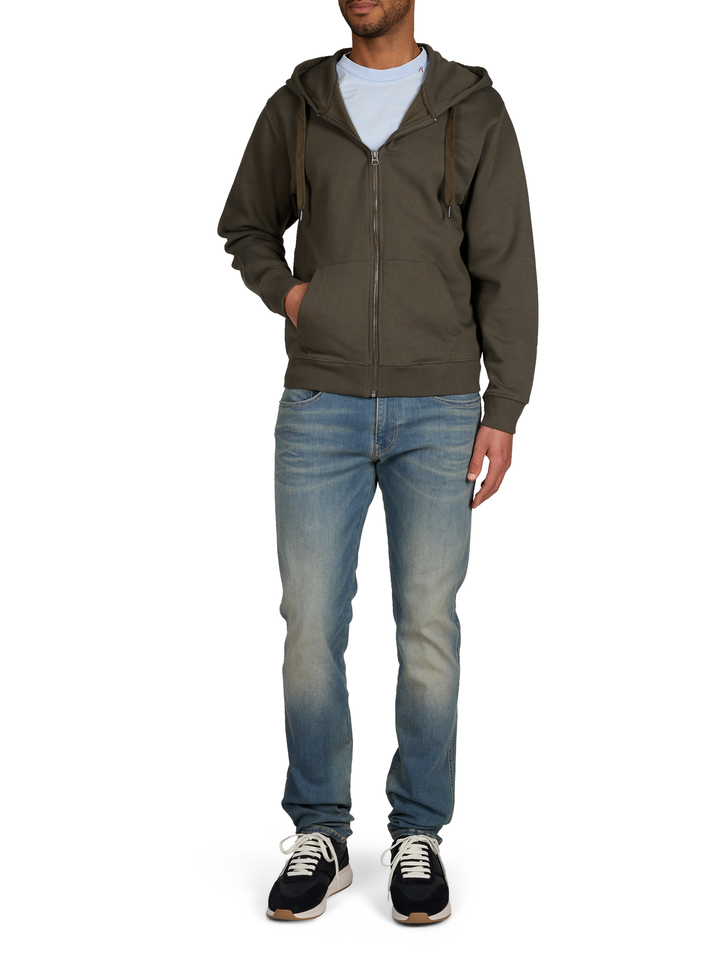 Cotton fleece-blend hoodie REPLAY Green