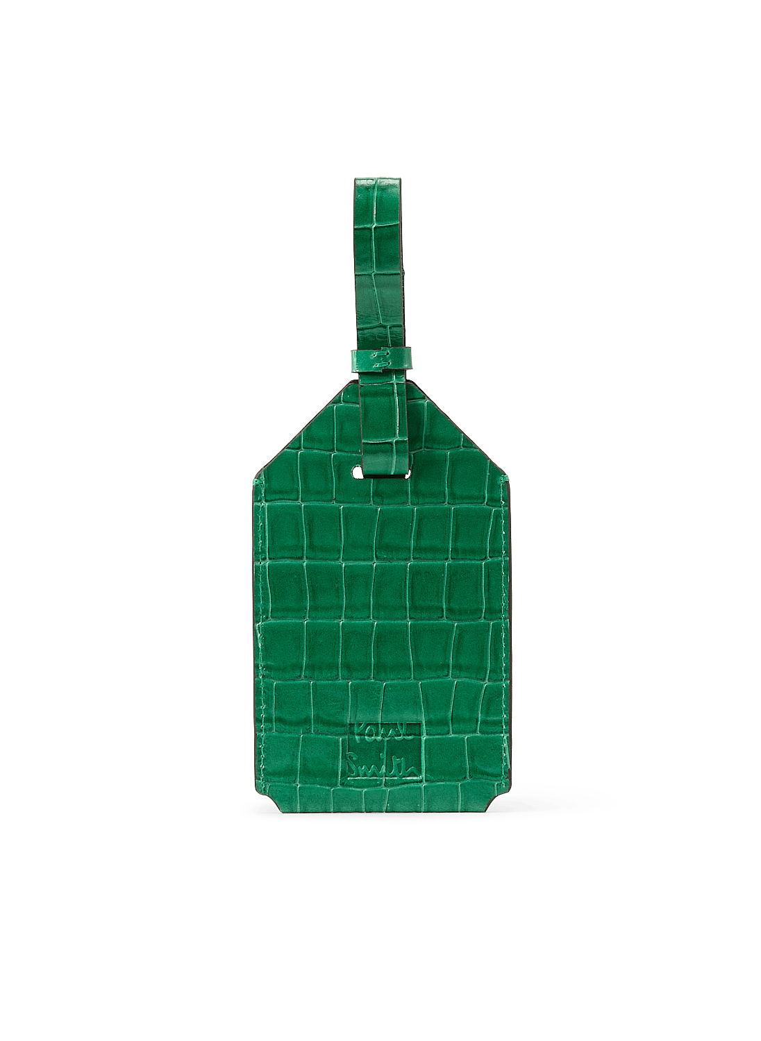 Étiquette de bagage en cuir embossé effet crocodile PAUL SMITH Vert