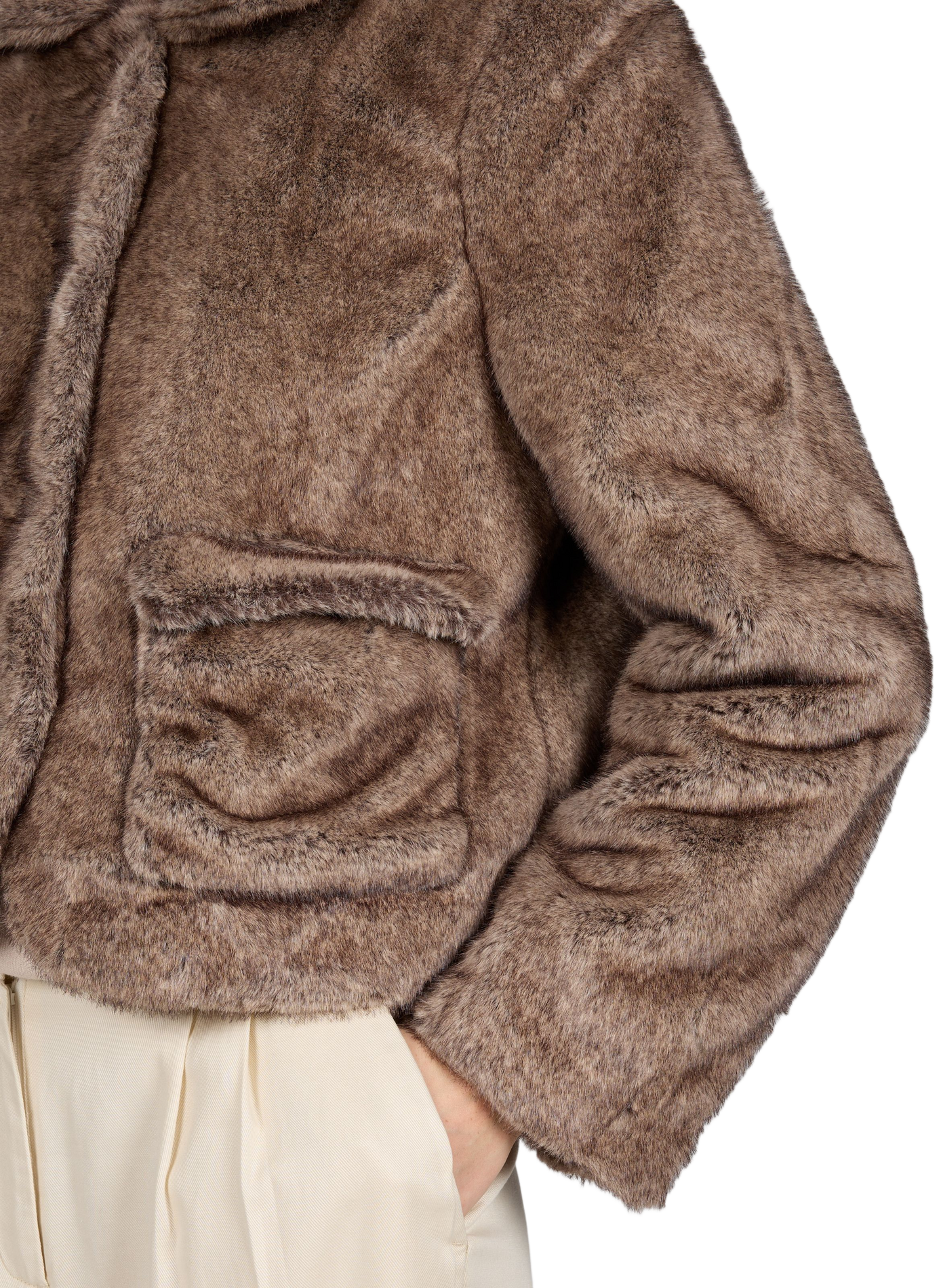 Manteau effet fourrure en coton mélangé OBJECT Marron