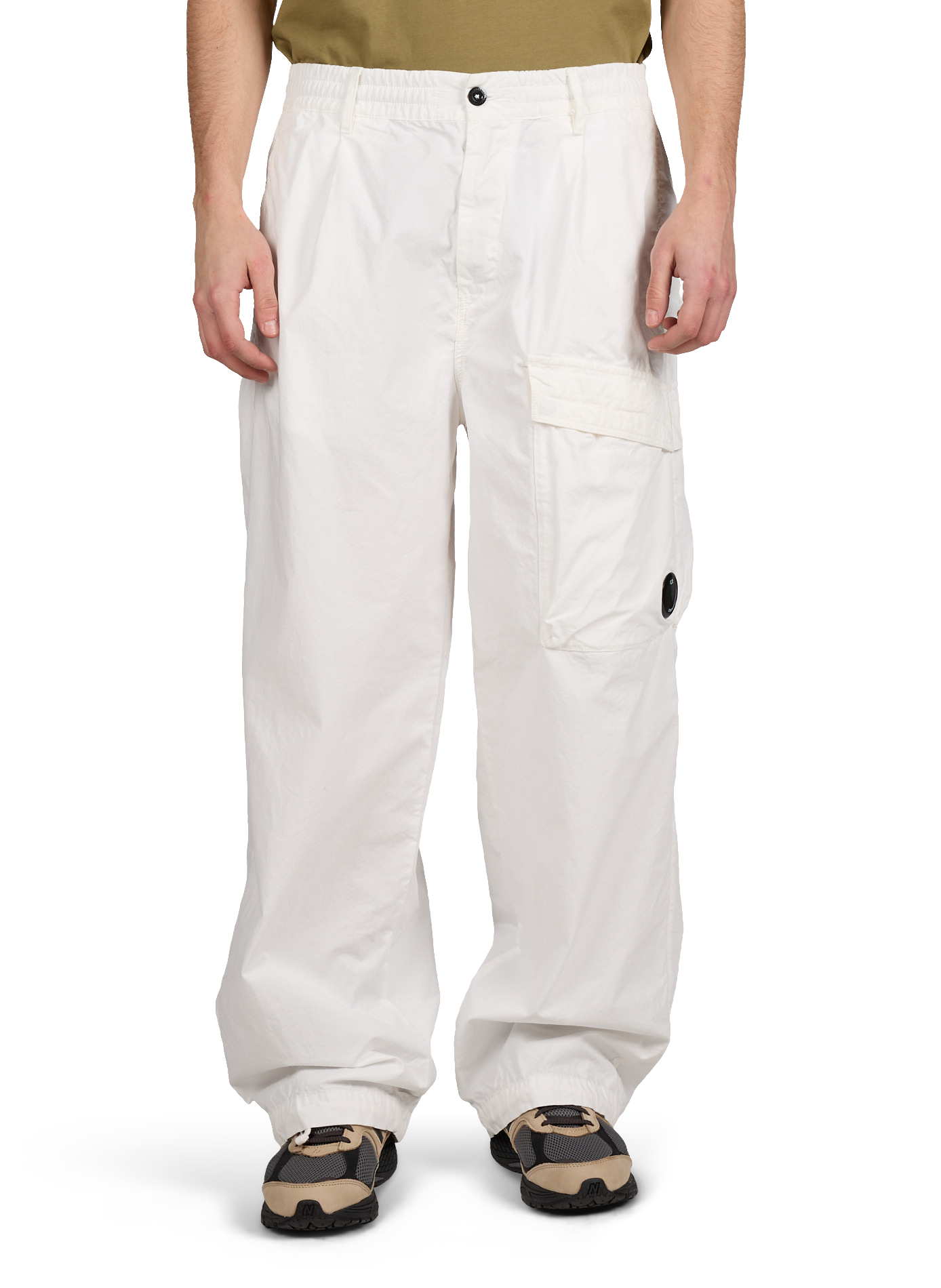 Elasticated wide-leg cotton trousers CP COMPANY White
