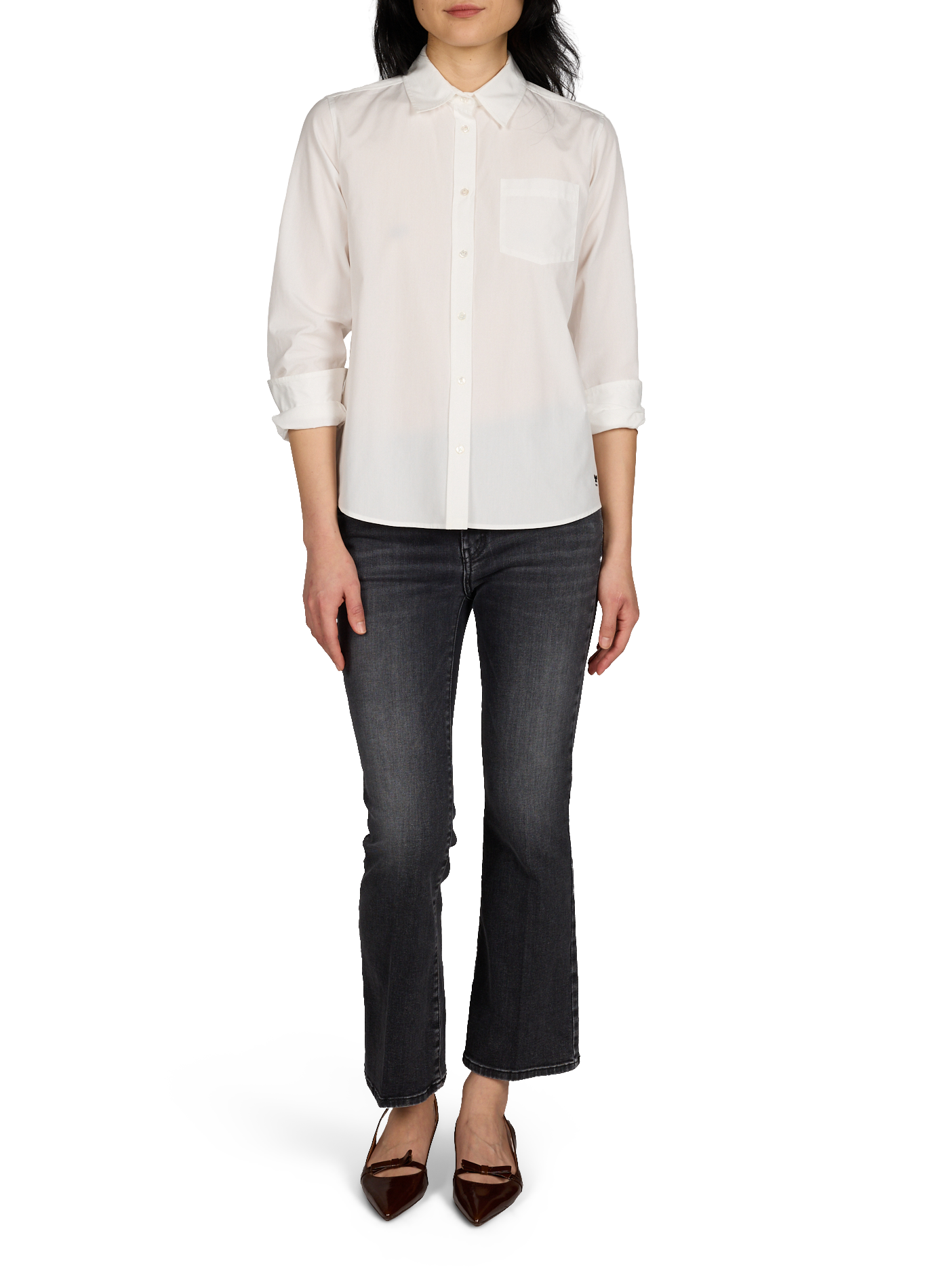 Cropped cotton blend jeans MAX MARA WEEK END Black