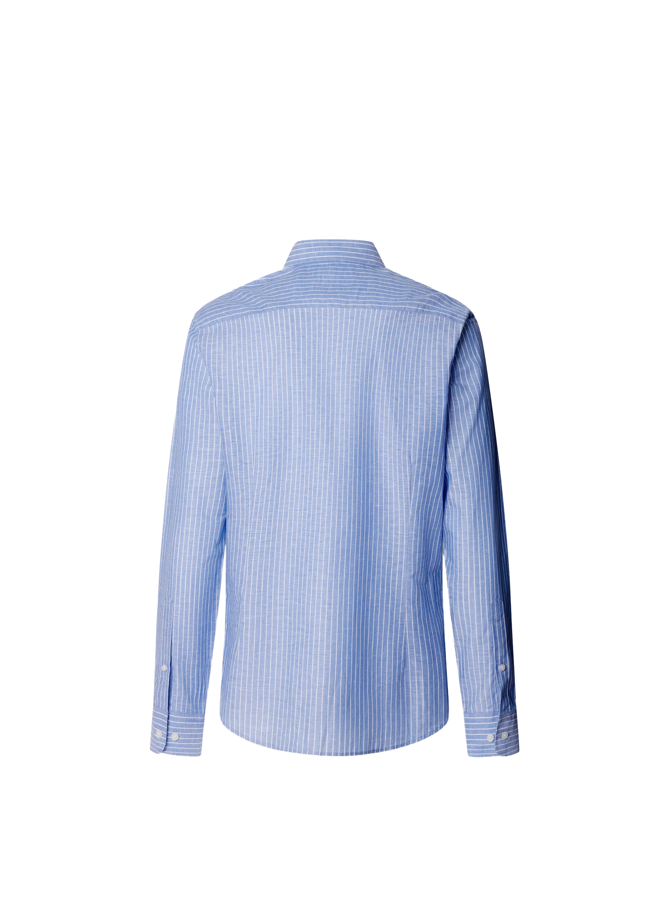 Straight-fit linen and cotton shirt HACKETT Blue