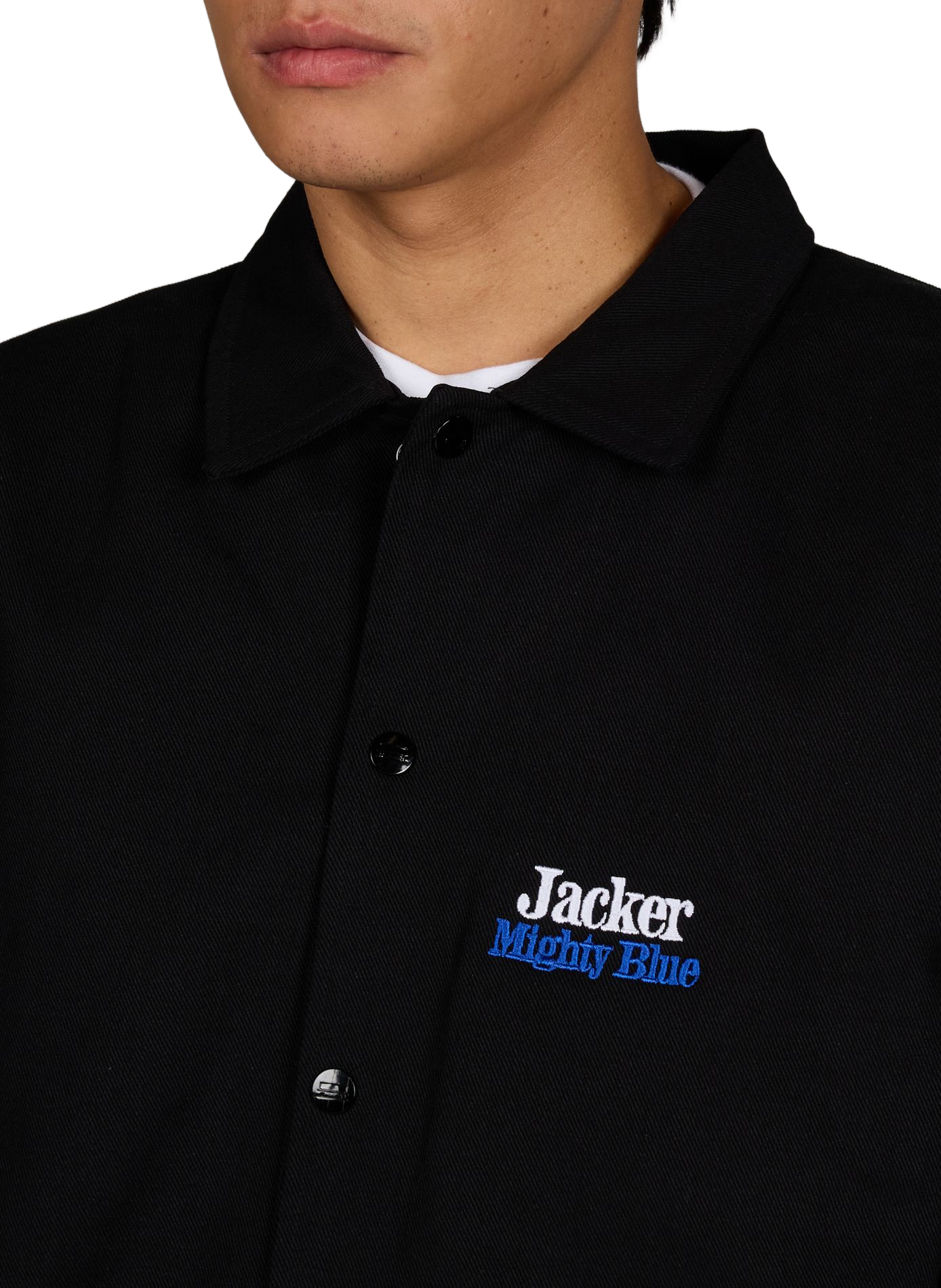 Veste droite brodée en coton JACKER. Noir