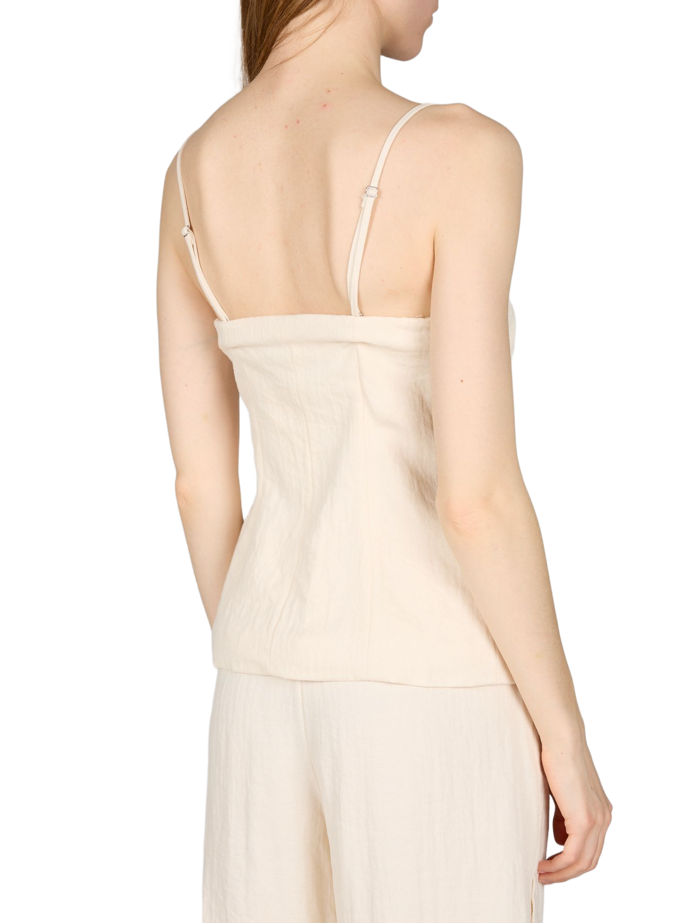 Buttoned strapless top with thin straps VILA Beige