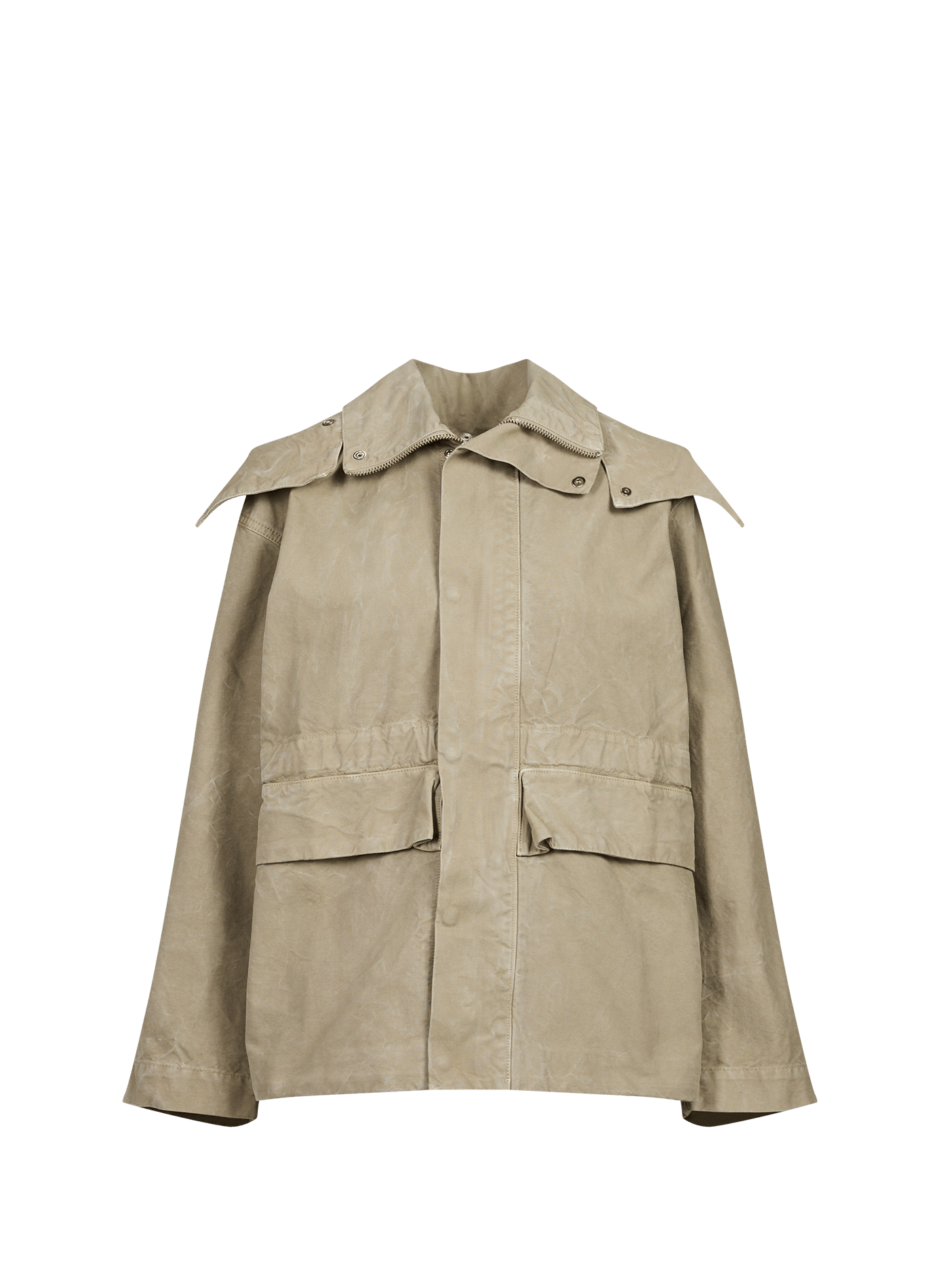 Jacket with high collar and removable hood in cotton VICTORIA BECKHAM Khaki