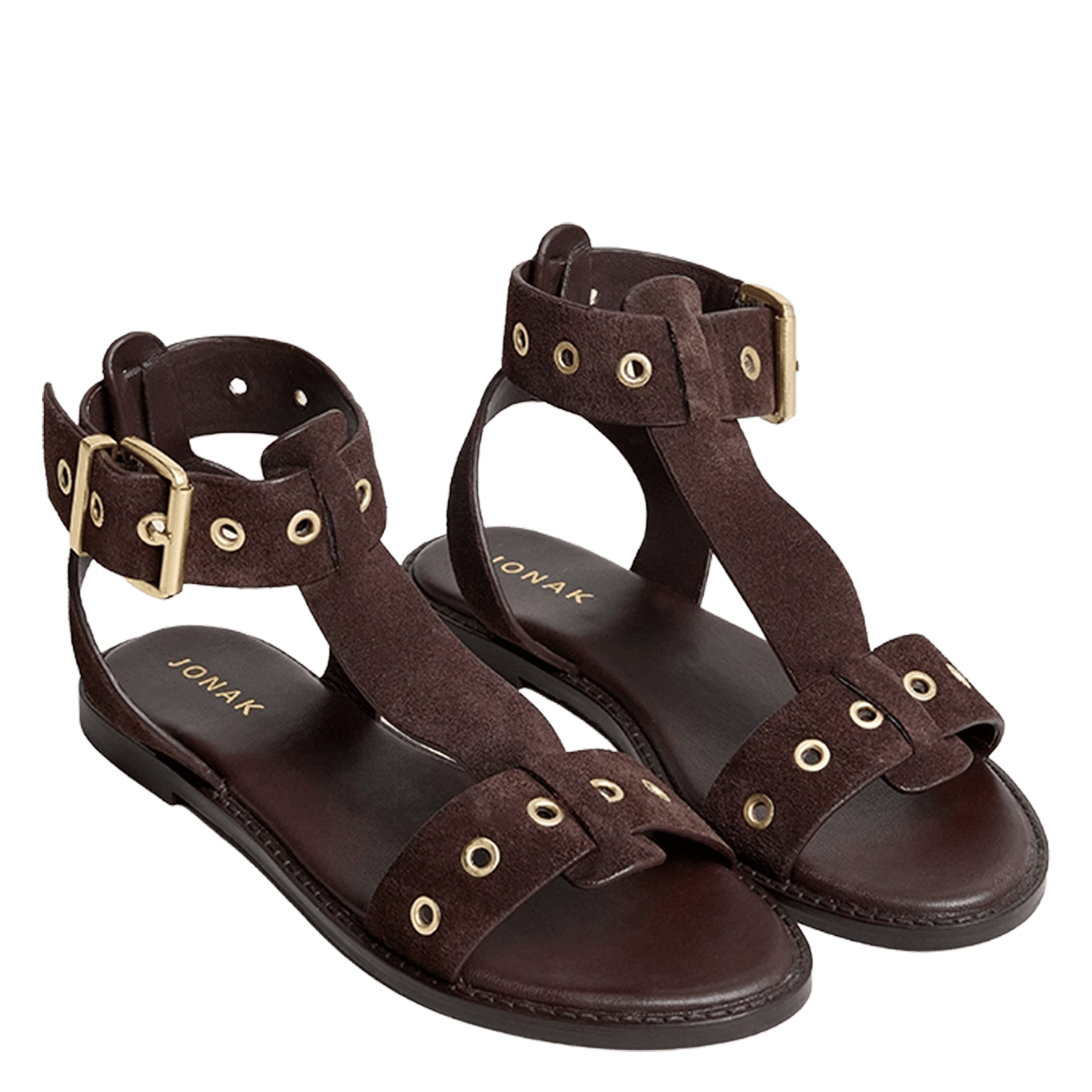 Sandales plates en cuir velours wizz JONAK Marron
