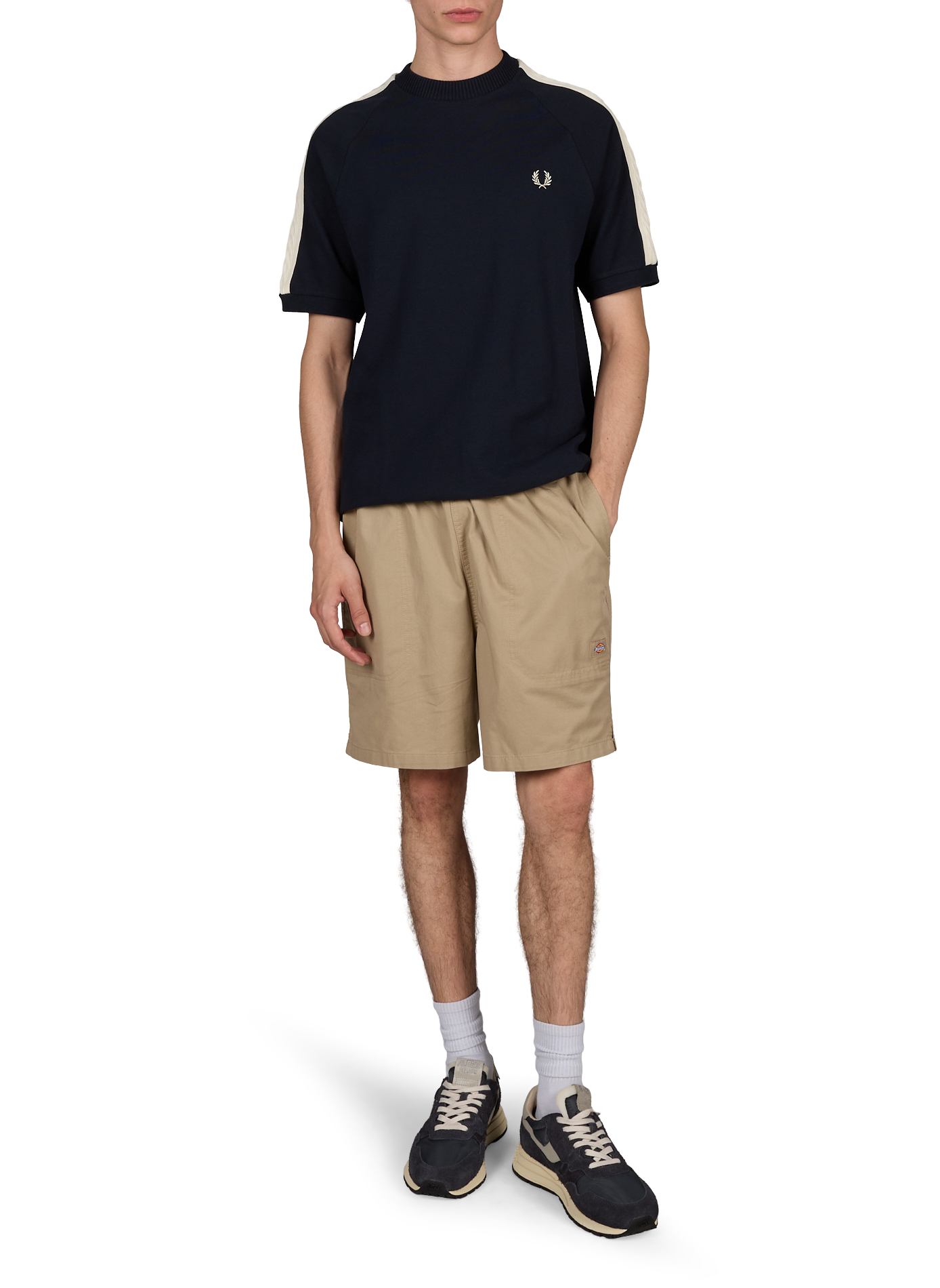 T-shirt with twisted contrast stripes in cotton piqué FRED PERRY Blue