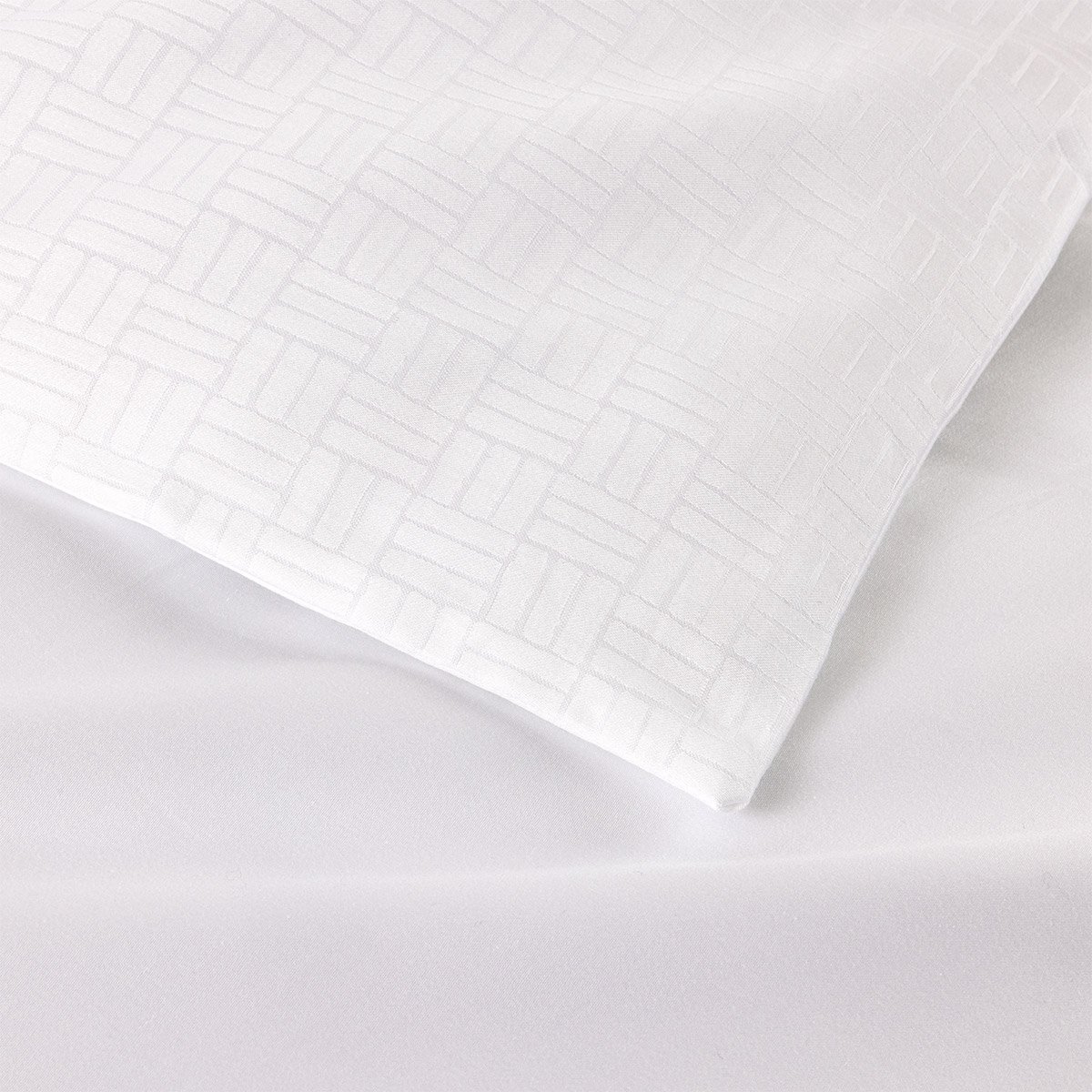 Housse de couette en satin de coton, lattice BOSS HOME Blanc