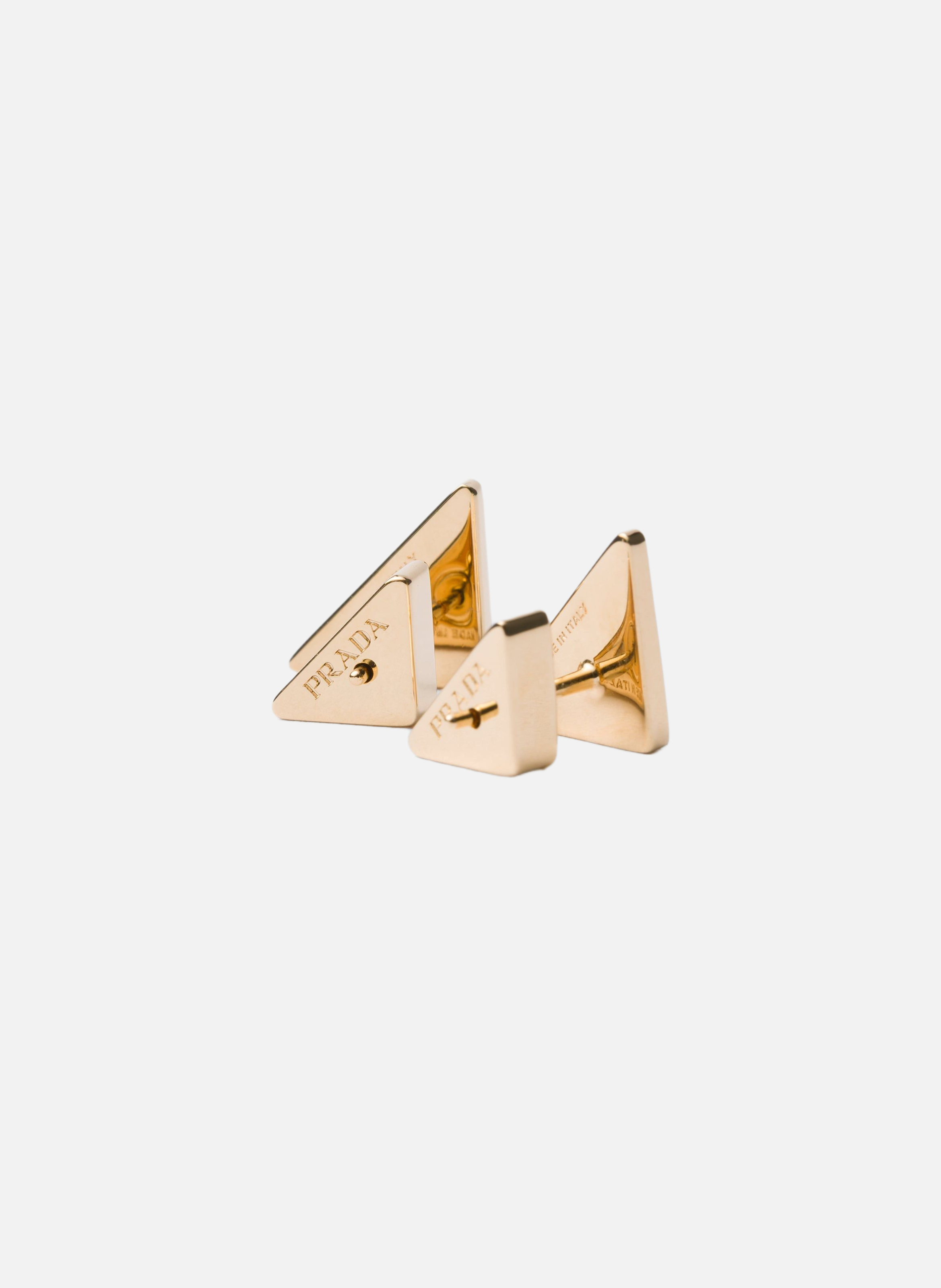 Boucles d'oreilles en métal émaillé PRADA Argent