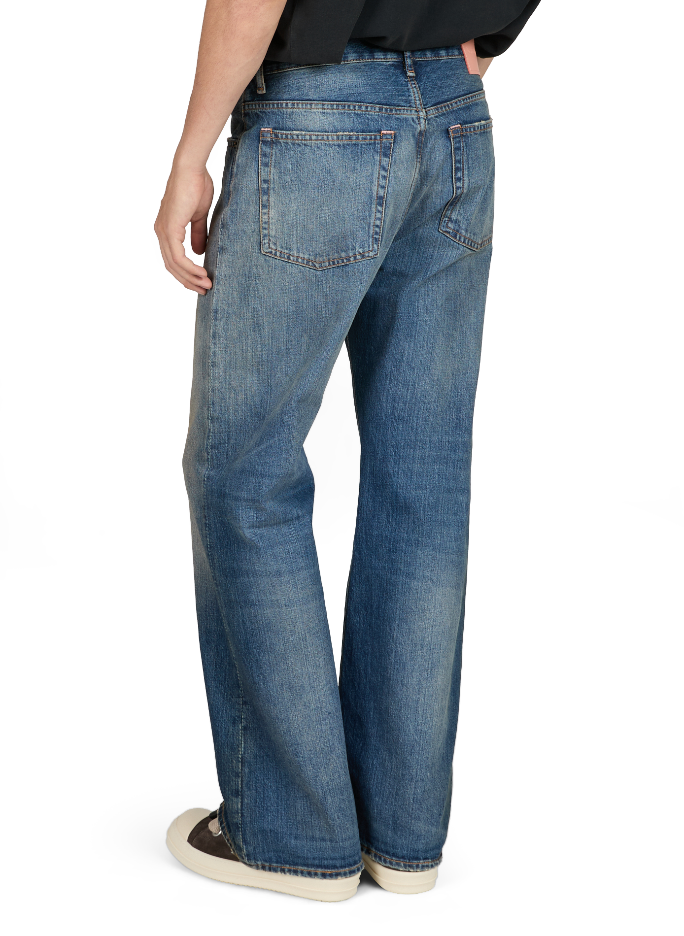 Wide leg washed denim jeans in cotton ACNE STUDIOS Blue