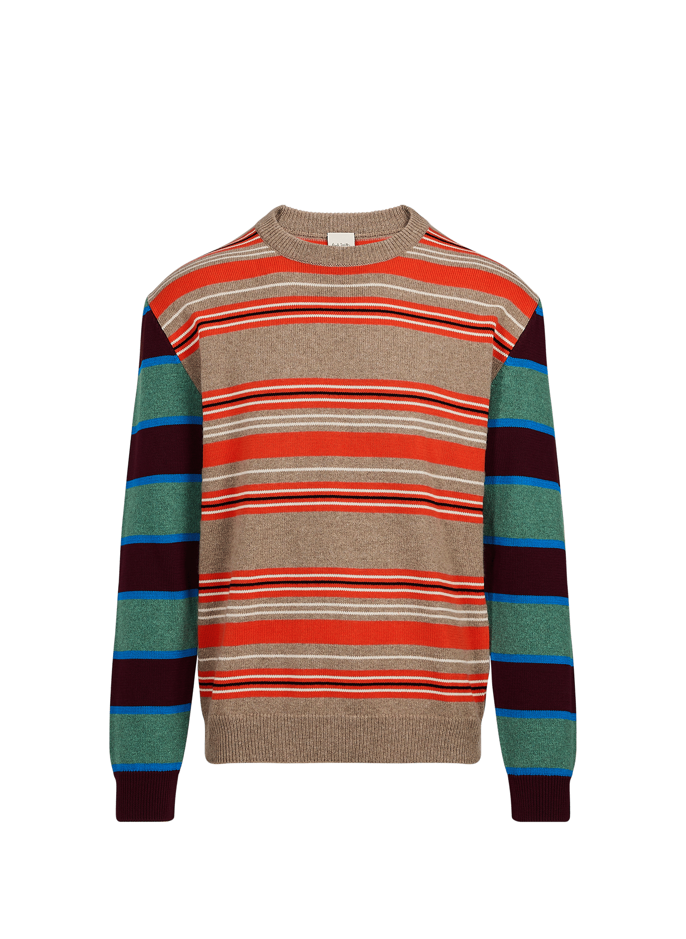 Pull rayé col rond en laine PAUL SMITH Marron