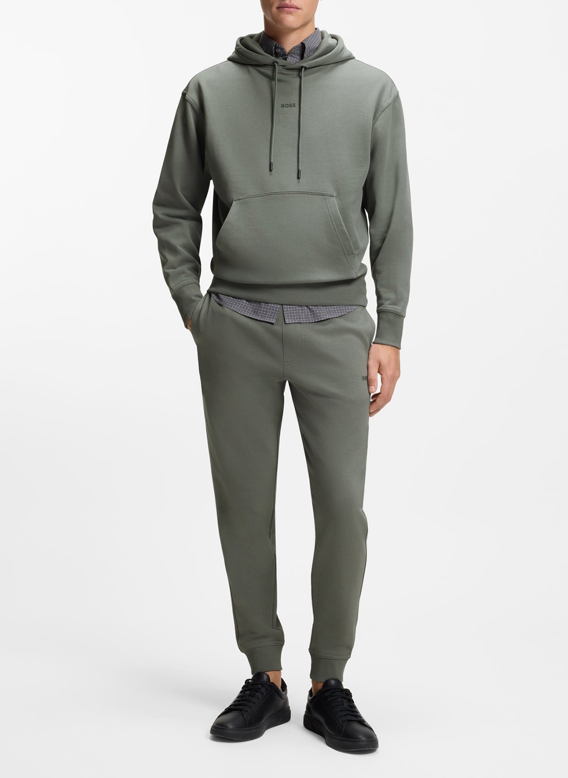 Sweat à capuche en coton BOSS Argent