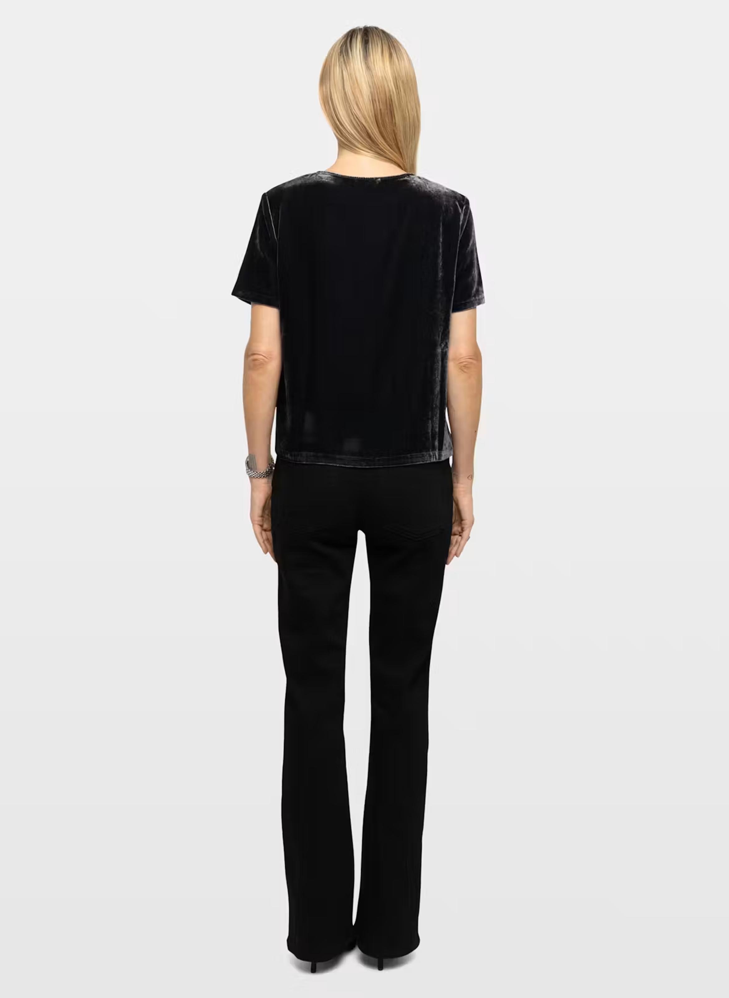 Rechte top met ronde hals in fluweel Tchai. ZADIG&VOLTAIRE Grijs