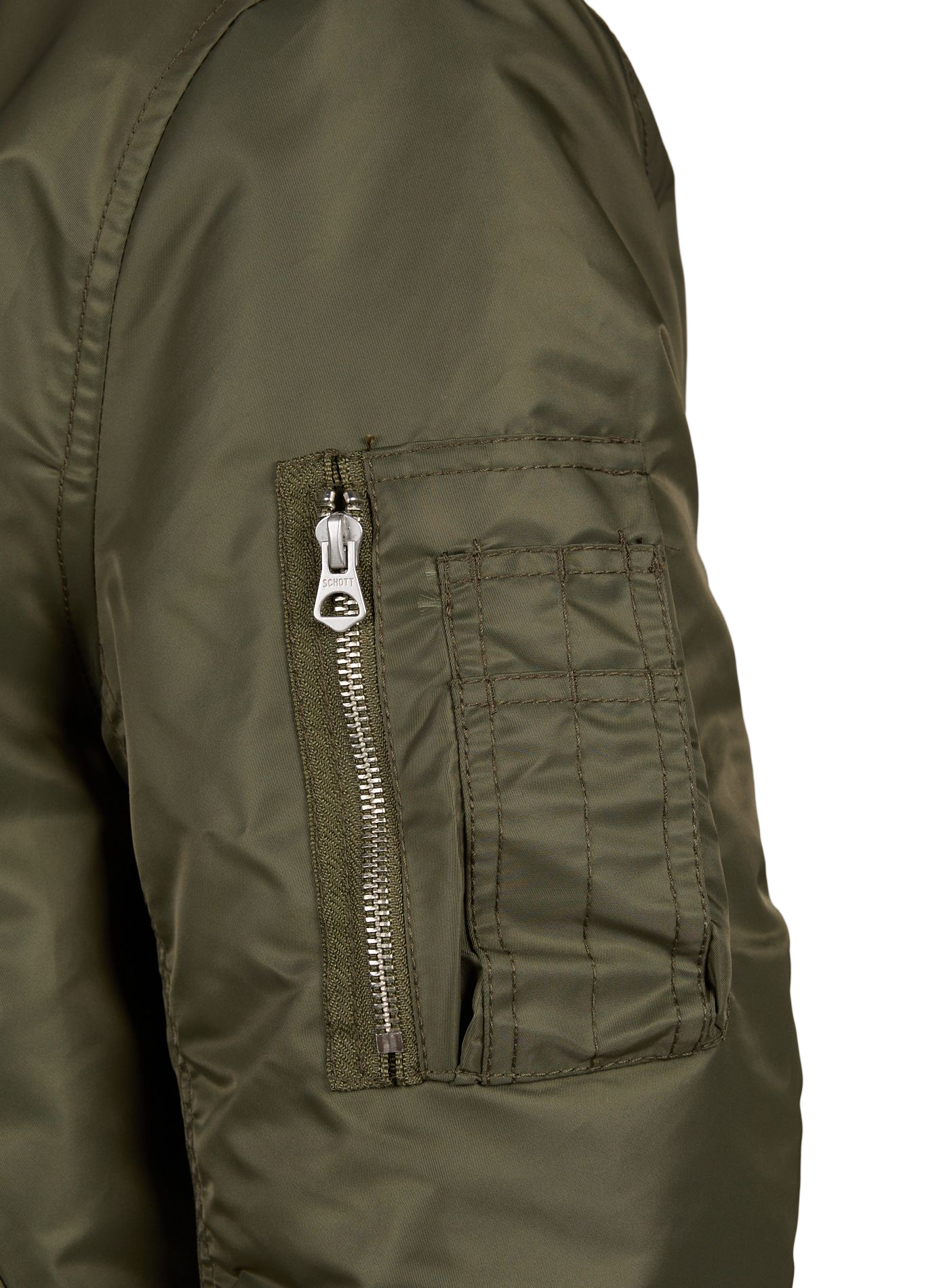 Blouson droit zippé uni SCHOTT Kaki