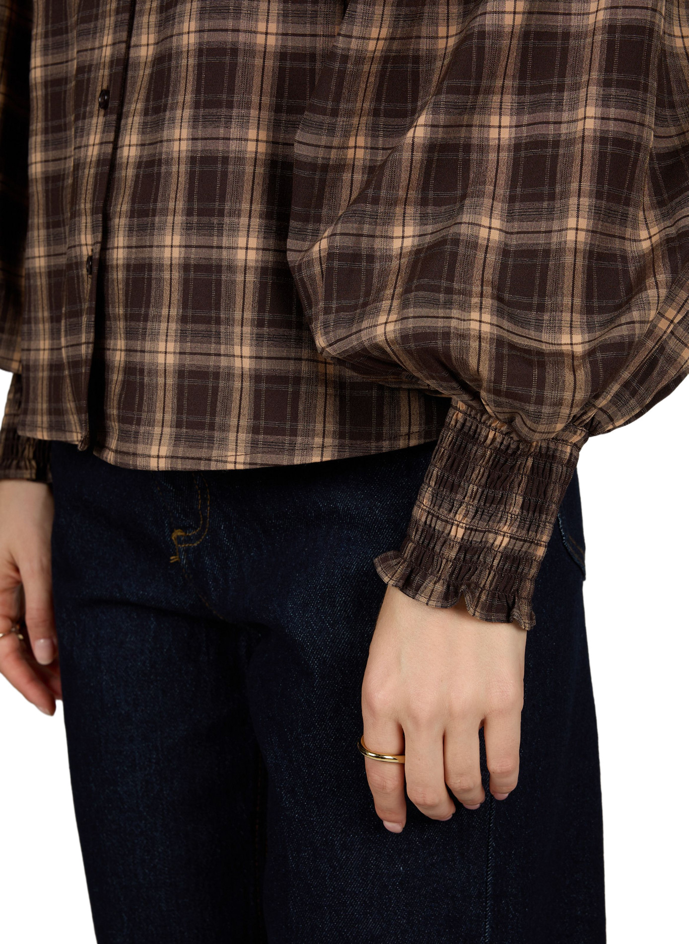 Loose-fit check shirt VILA Brown
