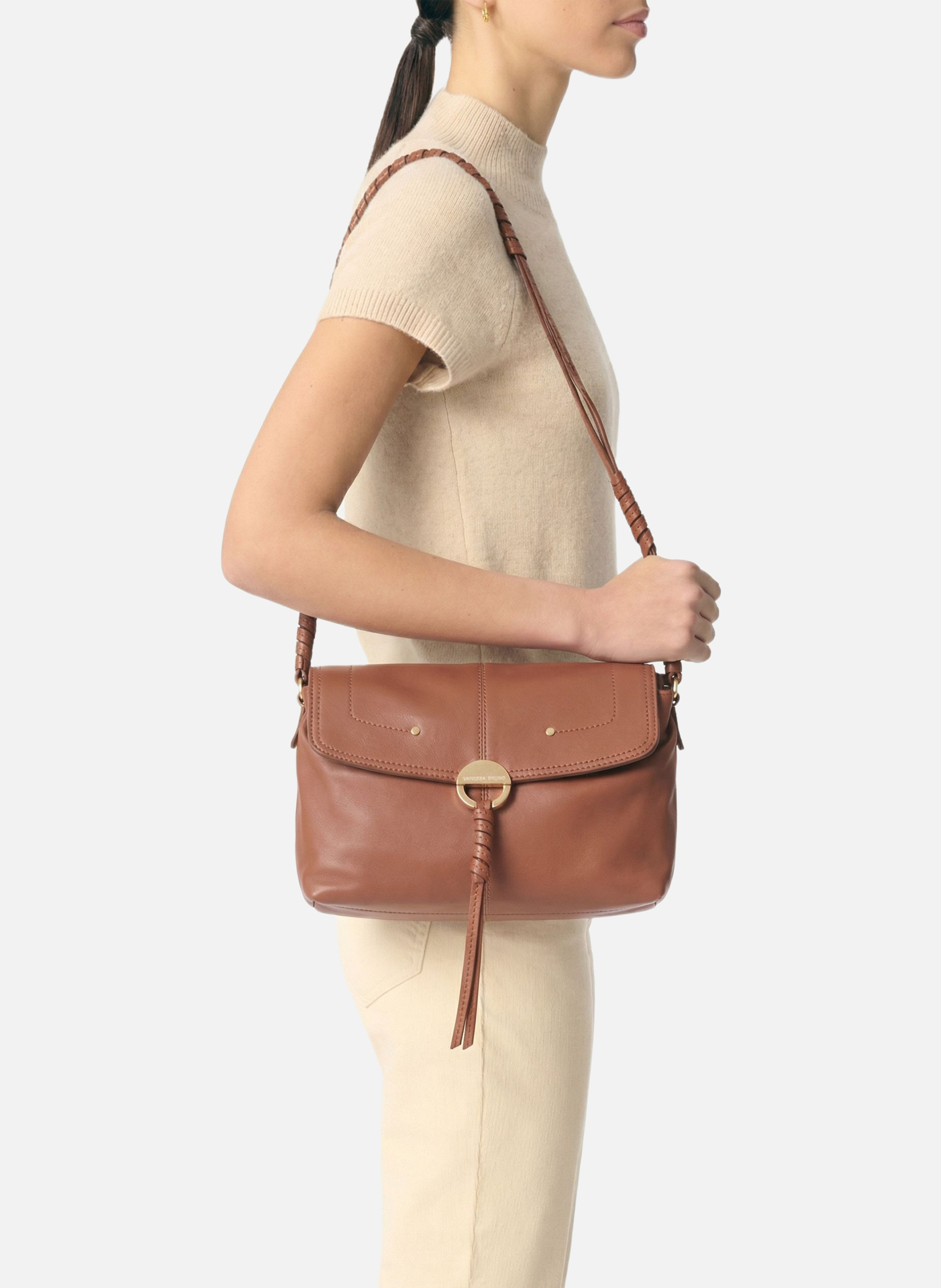 Grand sac othilia en cuir VANESSA BRUNO Marron